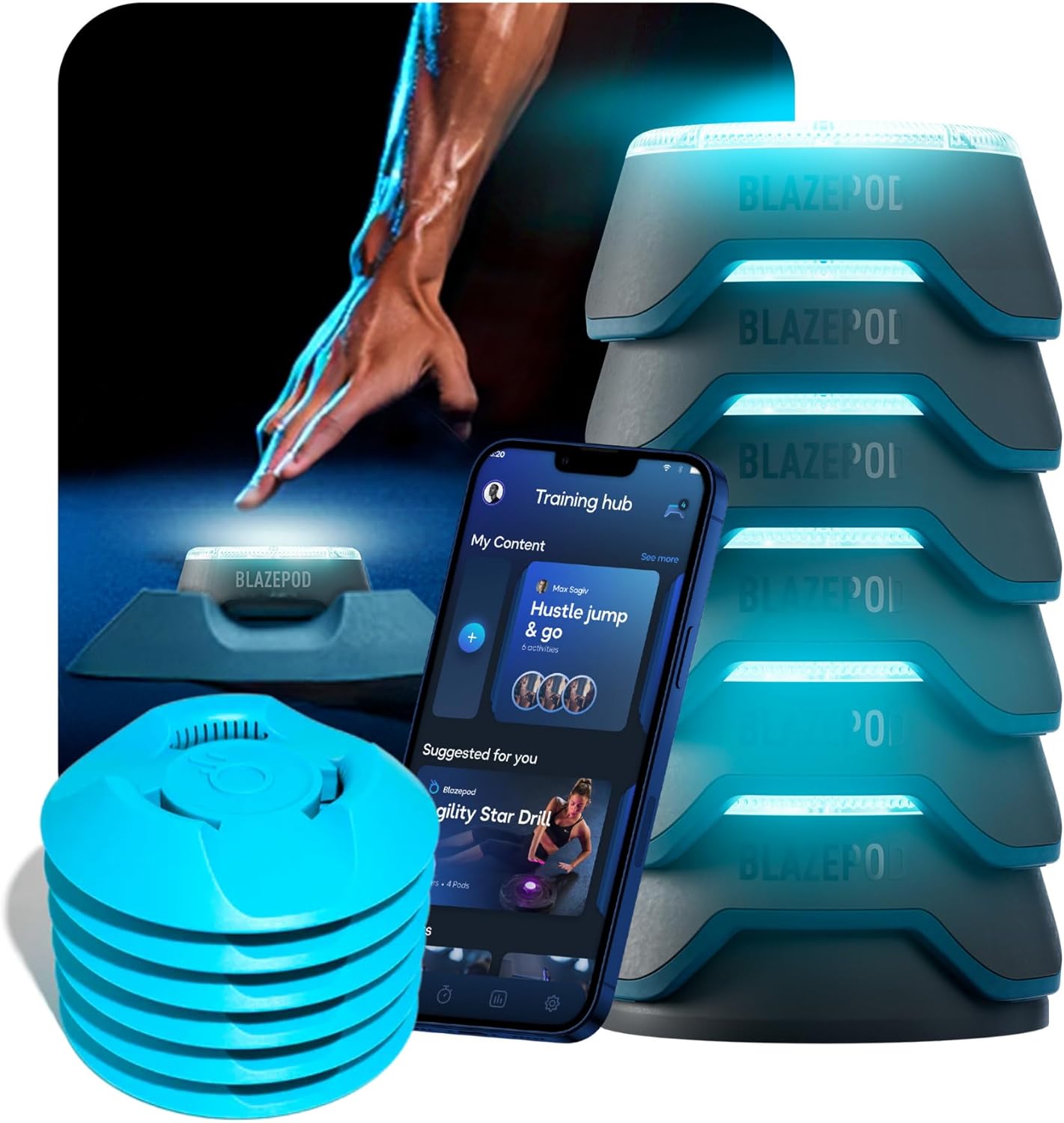 BlazePod Reaction Training Kit Smart Pods for Speed, Agility & Cognitive Drills - Pro-Level Training for Athletes, Trainers, Therapists & Coaches - App Access Included