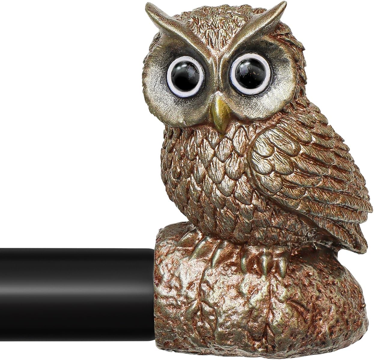 Vintage Decorative Black Curtain Rods for Windows 48 to 84 Inch Adjustable Heavy Duty 1'' Diameter Curtain Rod with Owl Finials for Bedroom Living Room Kitchen Farmhouse (36-88'')