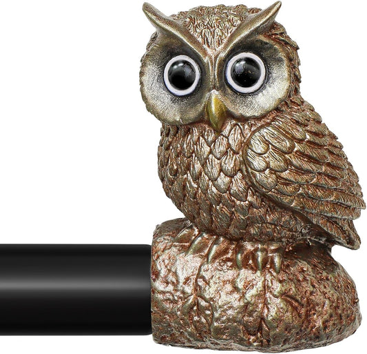 Vintage Decorative Black Curtain Rods for Windows 66 to 120 Inch Adjustable Heavy Duty 1'' Diameter Curtain Rod with Owl Finials for Bedroom Living Room Kitchen Farmhouse (36-120'')