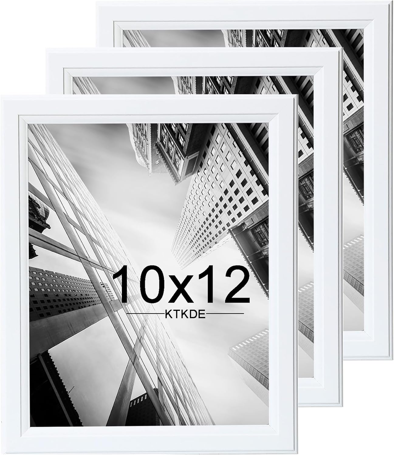 KTKDE 10x12 Picture Frame Set of 3,White Wooden frames, Vertical & Horizontal Wall Hanging for Wall or Tapletop Display,Studio Gallery Photo Frame for Photos, Posters & Art Prints