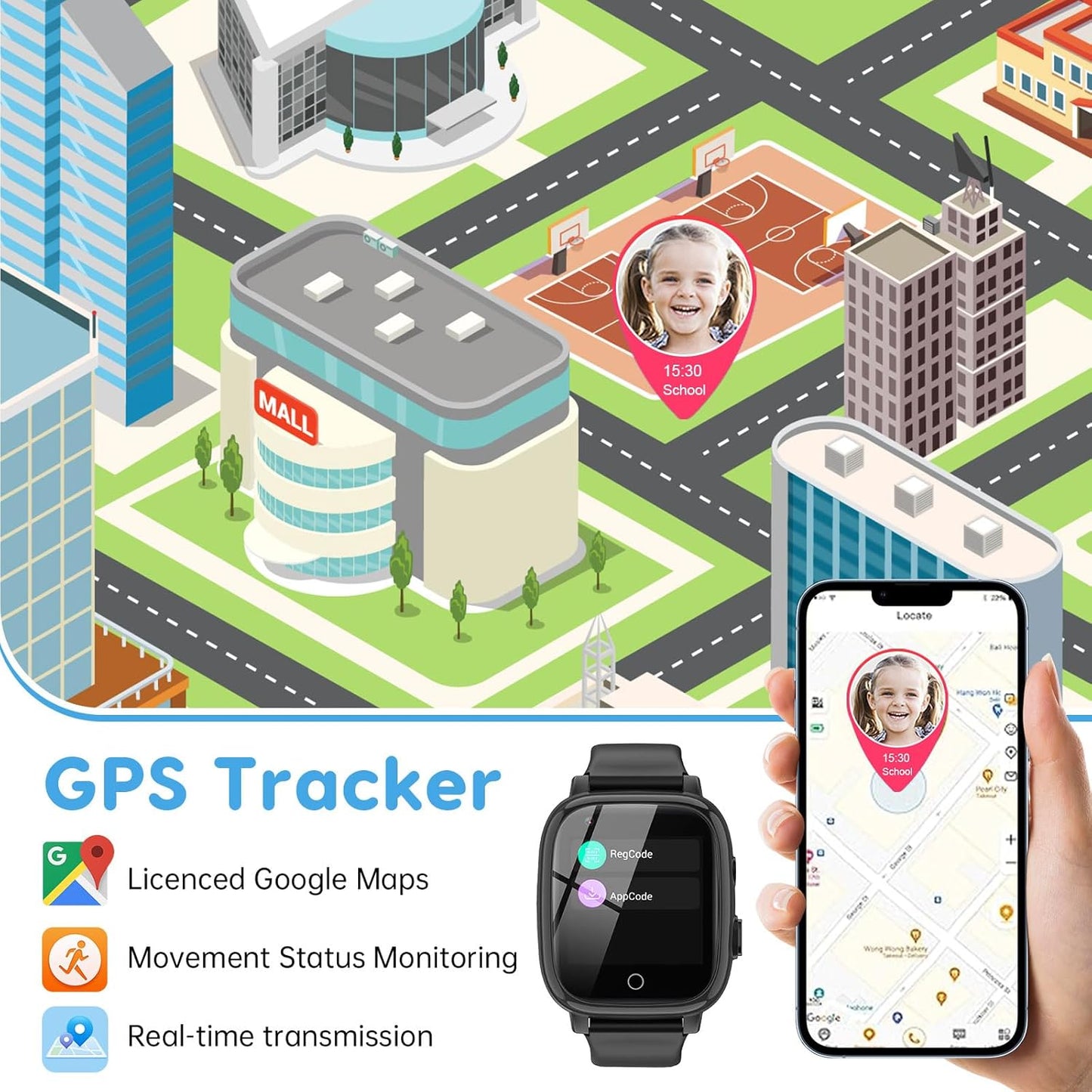 cjc 4G Smart Watch for Kids - Includes 2 Way Call, SOS Alerts, Parental Controls, Games, Camera, Alarm, Music Children's Smart Watch Gift