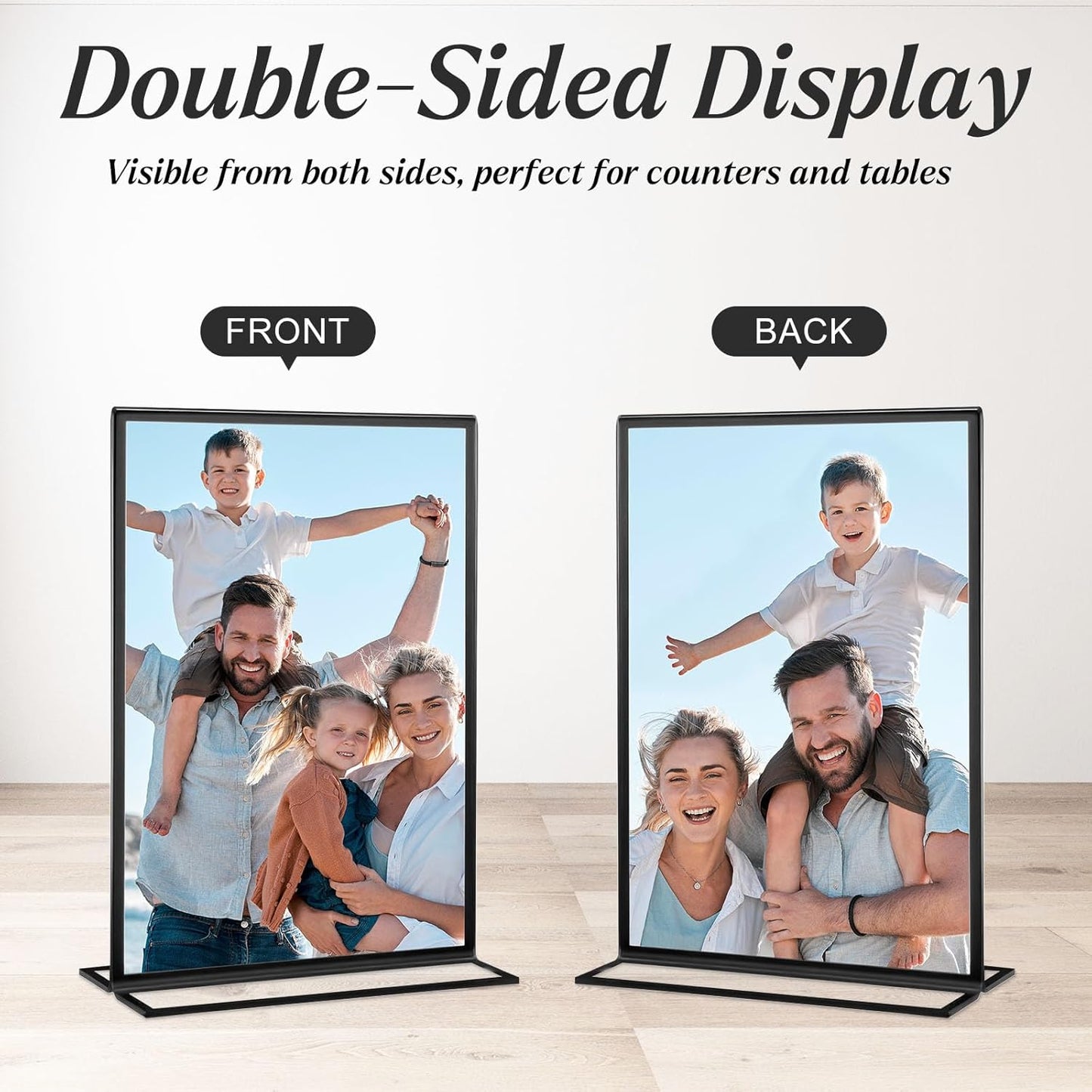 20 Pack Acrylic Sign Holders 4x6 Inch, Double Sided Vertical Stand Clear Picture Frames, Wedding Table Numbers Frames for Party, Restaurant Signs and Office Photos