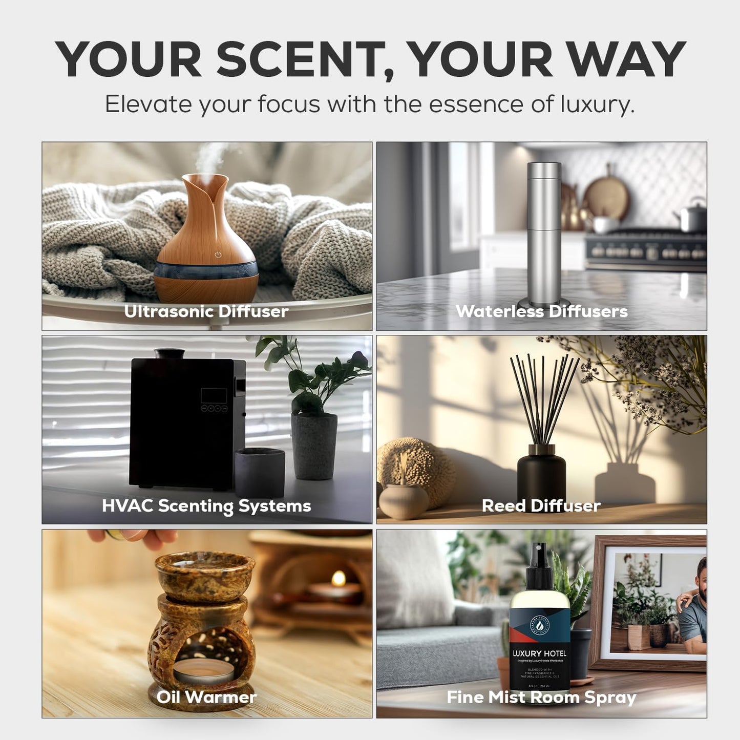 Aroma Country Ritzy Luxury Hotel Diffuser Oil - Luxury Hotel Scent for Diffuser & Air Fresheners - Essential Oil Diffuser Refill, Home Fragrance Collection with Gardenia & Amber (8.5 Fl. Oz)