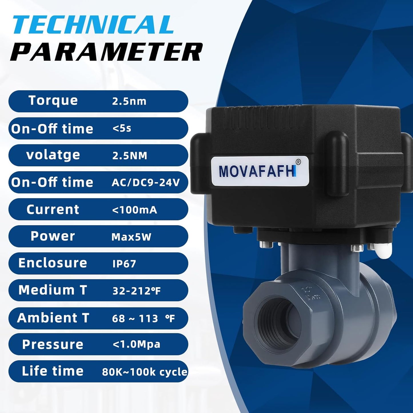 1" Motorized Ball Valve UPVC - 2 Wire Auto Return Electric Water Valve with Full Port, 9-24V AC/DC Automatic Ball Valve
