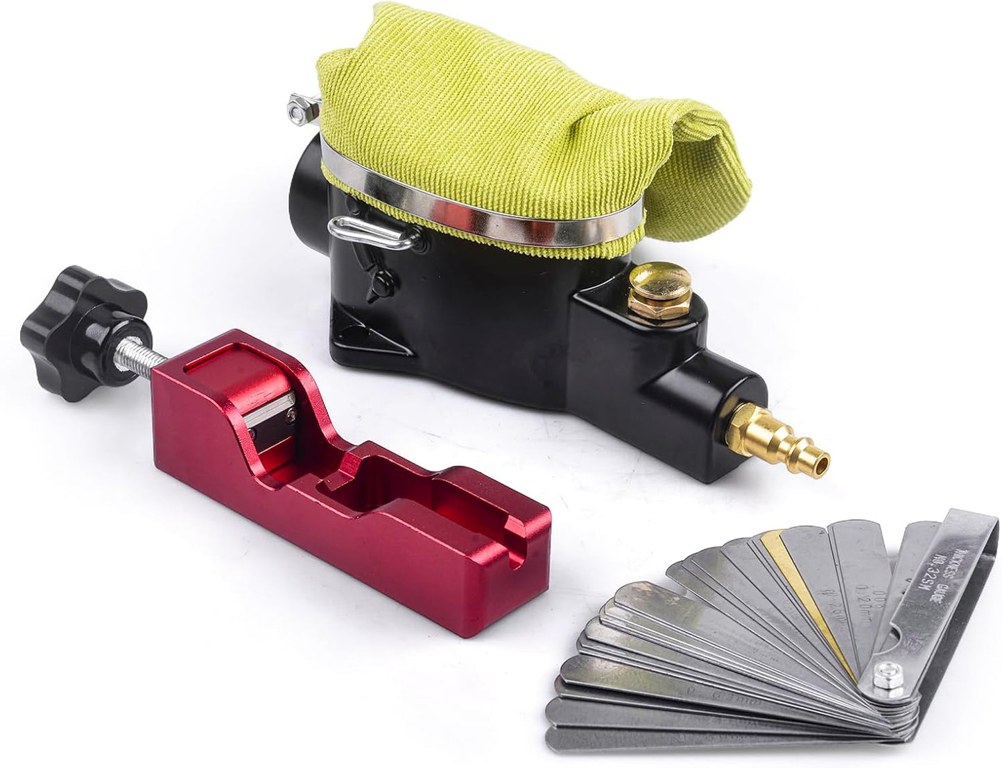 Spark Plug Gap Tool & Pneumatic Spark Plug Cleaner Kit - Air Sandblaster Cleaning Tool for Most 10mm 12mm 14mm 16mm Spark Plugs with Feeler Gauge,Abrasive Media for Motorcycle, Lawn Mower, Car