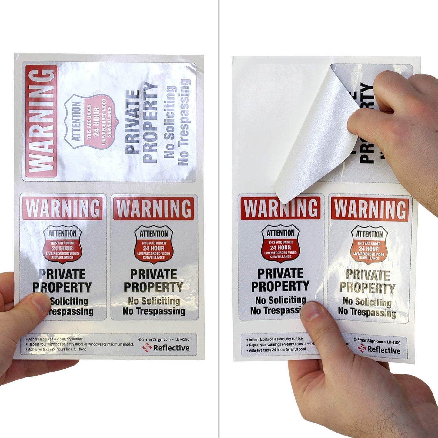 SmartSign Private Property No Soliciting No Trespassing Stickers/Labels, Pack of 3, EG Reflective Adhesive Decals, Easy Peel-Off, 7-Year Outdoor Life, Made in USA