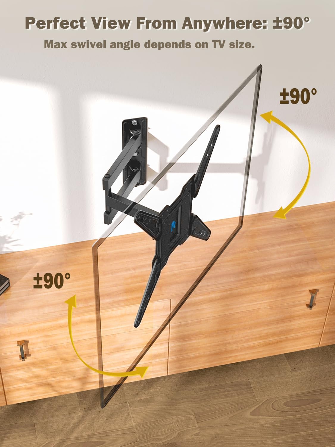 Mounting Dream UL Listed TV Wall Mount for Most 26-55 Inch TVs, Full Motion TV Mount with Perfect Center Design, Articulating Wall Mount TV Bracket Swivel and Tilt, Max VESA 400x400mm, Up to 77LBS