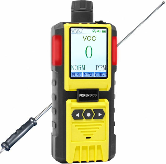 Volatile Organic Compounds VOC Detector by Forensics | USA NIST Calibrated & Certificate | USB Recharge | 0-100ppm VOC | Built-in Pump & 4ft Probe |