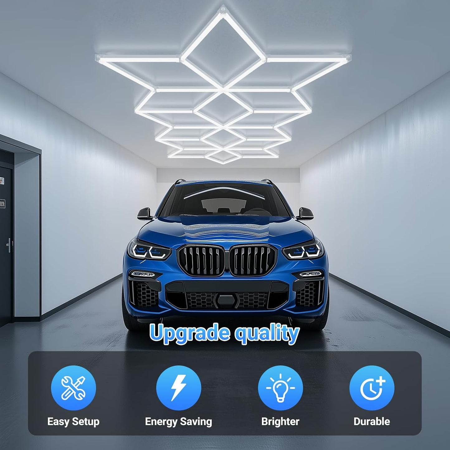 Rhombus LED Garage Light - Hexagonal Snow Lights, 710W 78100LM Super Bright Garage Ceiling Lights, Larger Size Honeycomb Light for Warehouse, Workshop, Gym, Car Basement