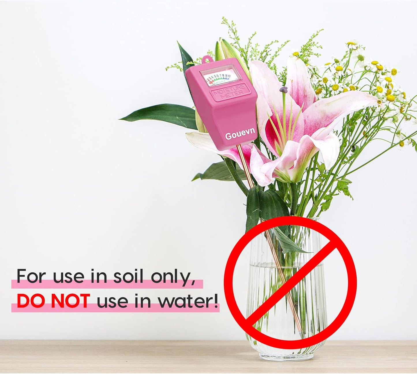 Soil Moisture Meter, Soil Tester Plant Moisture Meter for House Plants, Plant Water Meter Hydrometer Plant Sensor for Indoor Plant Care, No Battery Needed (Pink)
