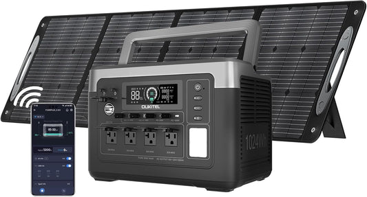OUKITEL P1000 PLUS 1800W Solar Generator with 200W Panel, 1024Wh Power Station 1200W Fast Charging APP Control Emergency LiFePO4 Battery for Home Backup Camping RVs