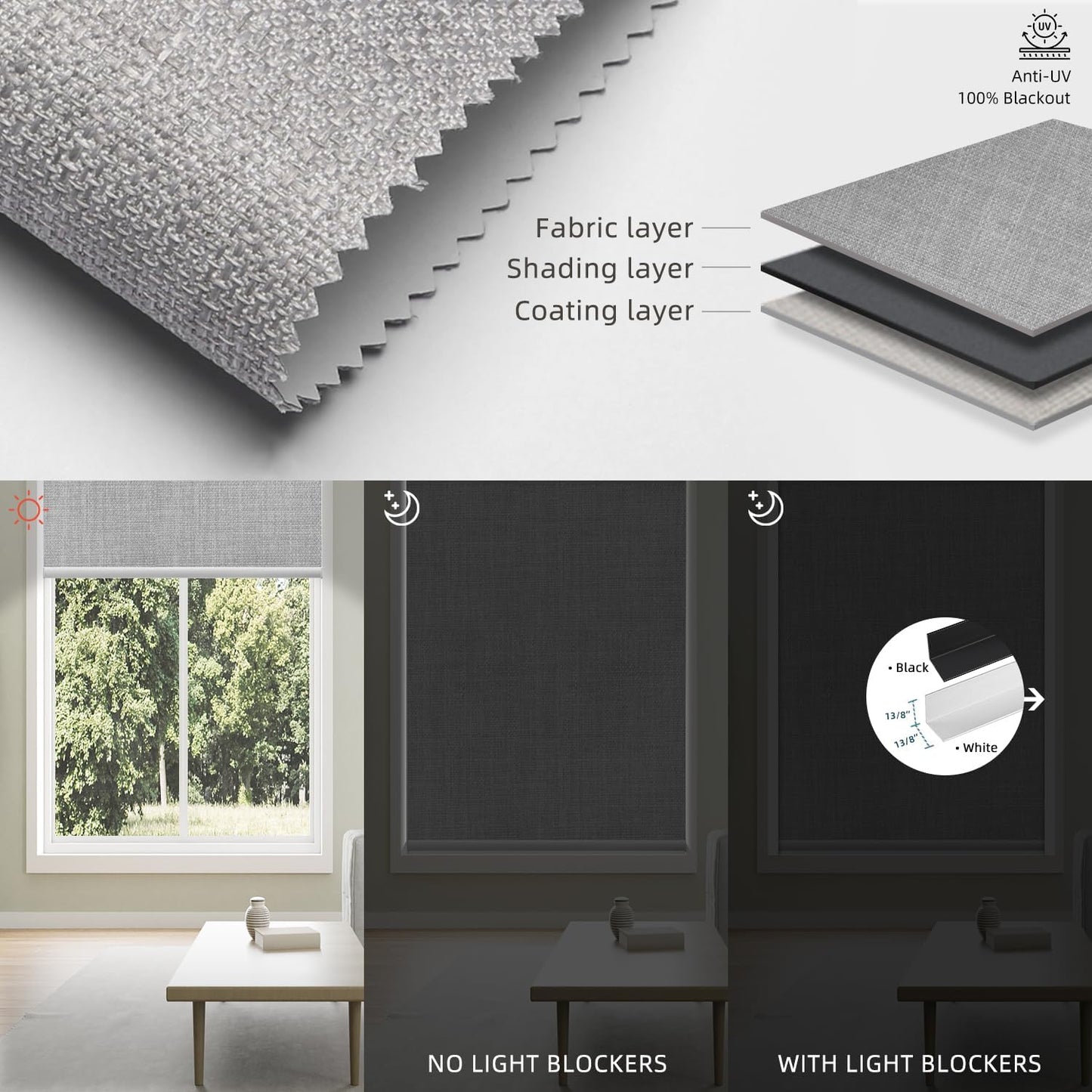 SmartWings Motorized 100% Blackout Shades Blinds, Custom Size, Cordless Window Shades with Rechargeable Battery, Work with Matter/Apple HomeKit, Alexa, Thread/Zigbee, Remote Optional, Vigor Pale Grey