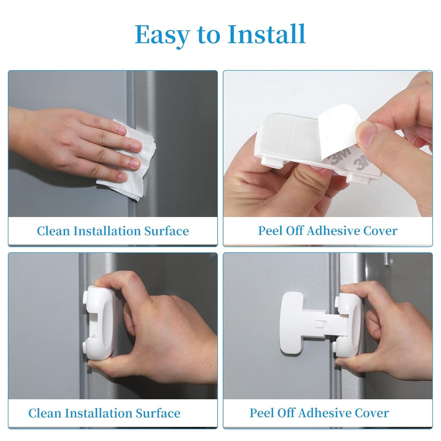 YCT Baby Proof Fridge Lock, Refrigerator Fridge Freezer Door Latch to Keep Closed, Automatically Lock While Closing The Door, Easy to Install (White 1PCS)