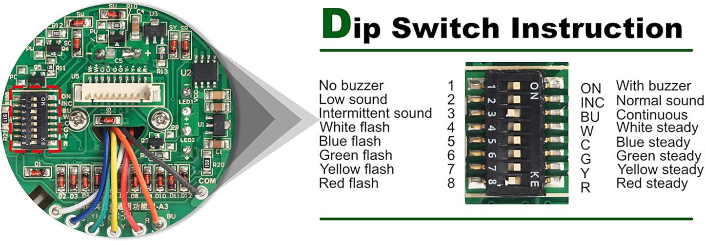 2 Stack Super Bright LED Andon Tower Lights with Buzzer, Red/Green, Off-ON or Flash,16 ft Extension Cord, 6 ft Industrial Adapter, Plug Play Ready – for Manufacturing & Industrials, Automotive