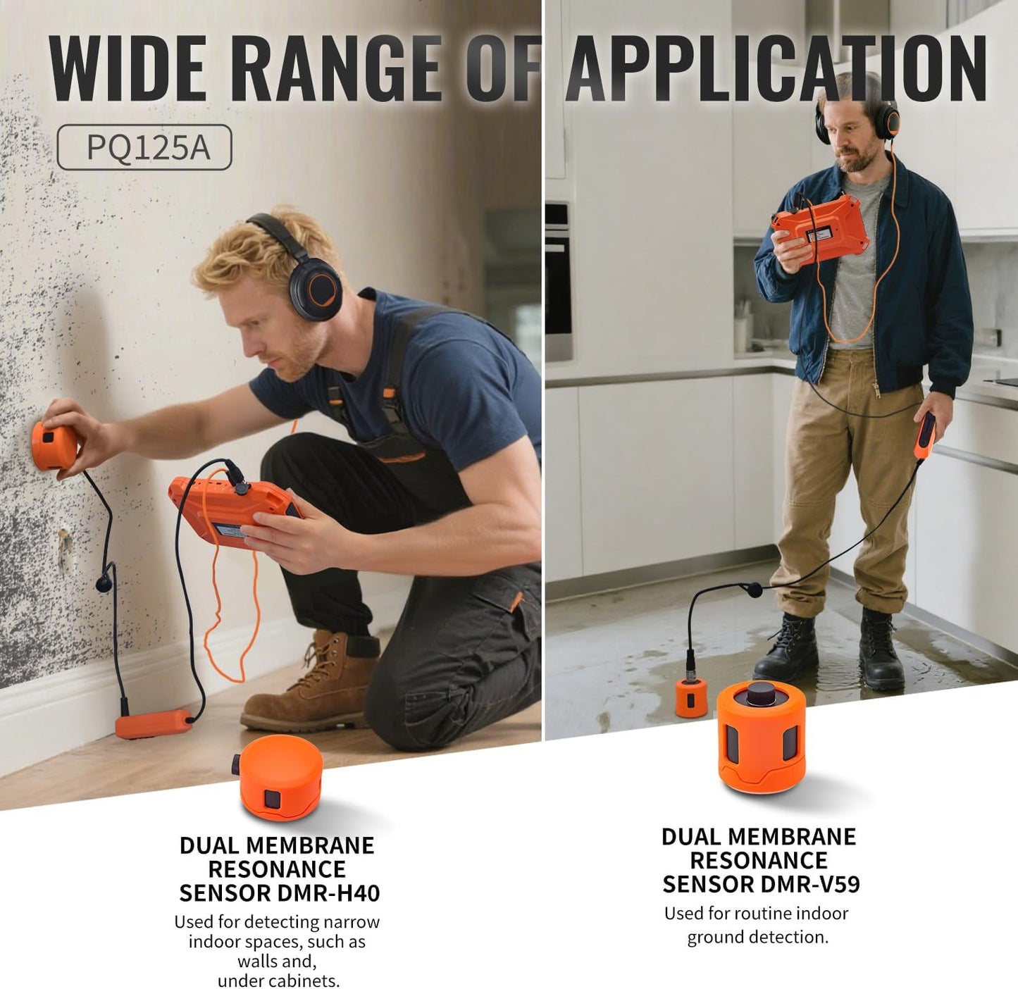 PQWT 125A Underground Water Leak Detector, Indoor Wall & Ground Water Pipe Leak Detection