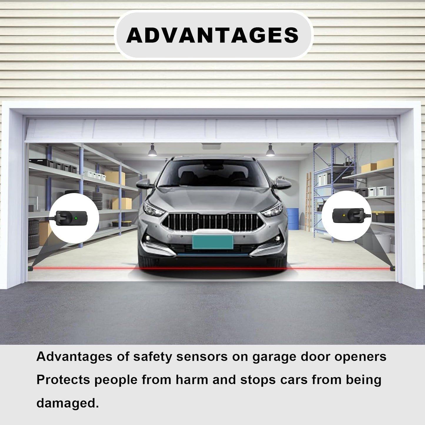 41A5034 Garage Safety Sensor Kit,Compatible with Liftmaster Chamberlain Craftsman Garage Door Sensor for 41A5034 G801CB-P, Garage Door Sensors Replacement (1997-current)