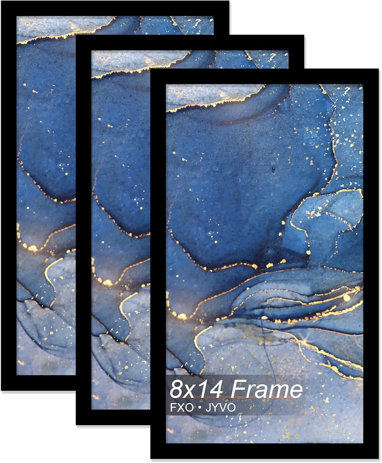 8x14 Picture Frame Set of 3, Black Frame for 8 x 14 Inch Picture Poster Photo, Light Weight and High Transparent 8 by 14 Frame for Wall - 3 Pack/Black/8"x14"