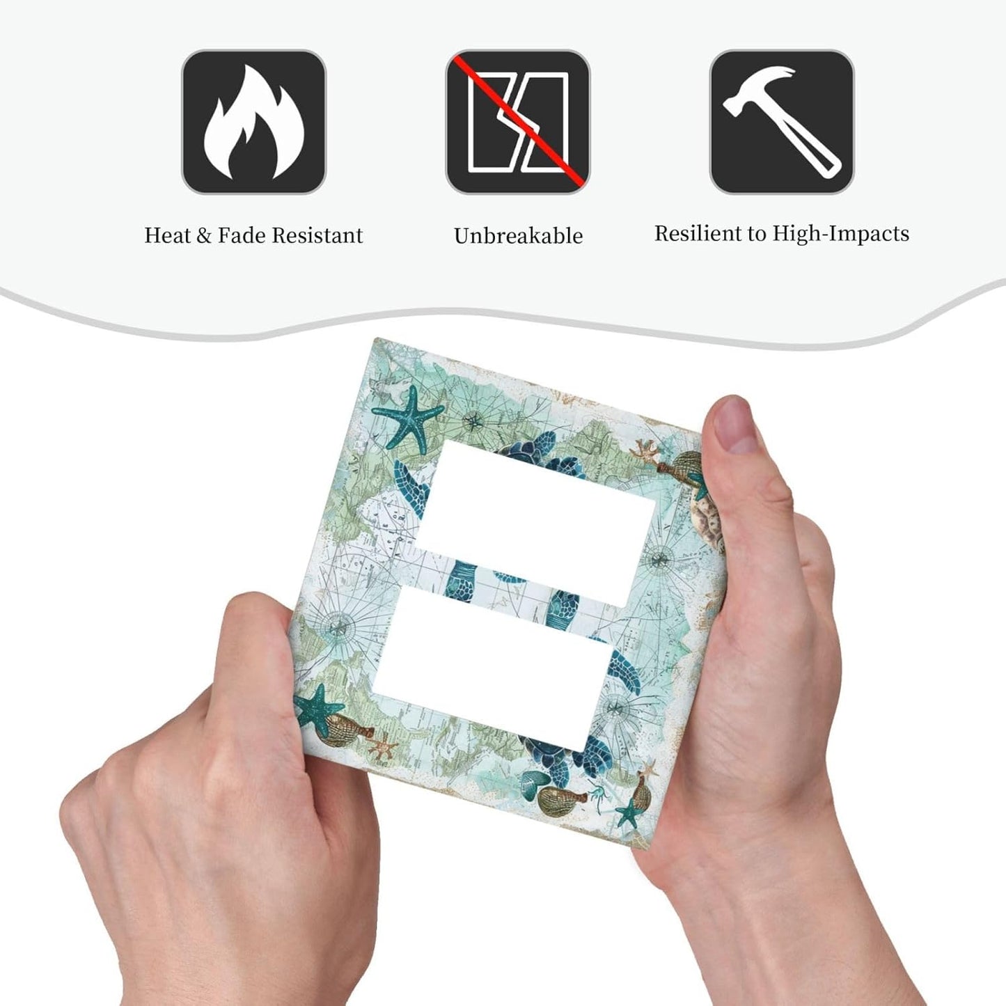 Decorative Outlet Covers Nautical Green Sea Turtles Beach Blue Ocean 2 Gang Double Gfci Rocker Electrical Wall Panels Light Switch Cover Plate For Bathroom Kids Room Decor