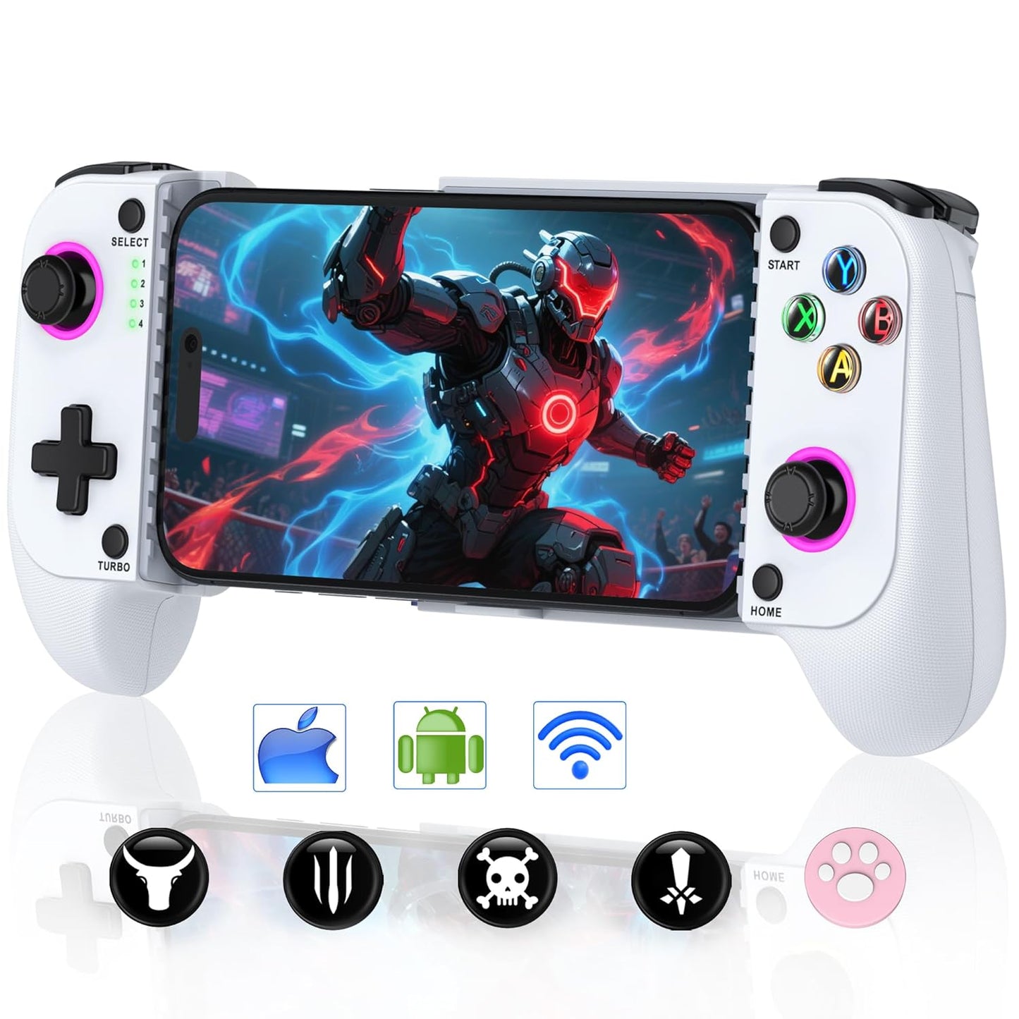 NealGamefy Phone Controller for iPhone/Android - Mobile Gaming Controller with Hall Effect Joystick, Phone Case Support,Turbo Function, Dual Vibration- Phone Controller Compatible with More Games