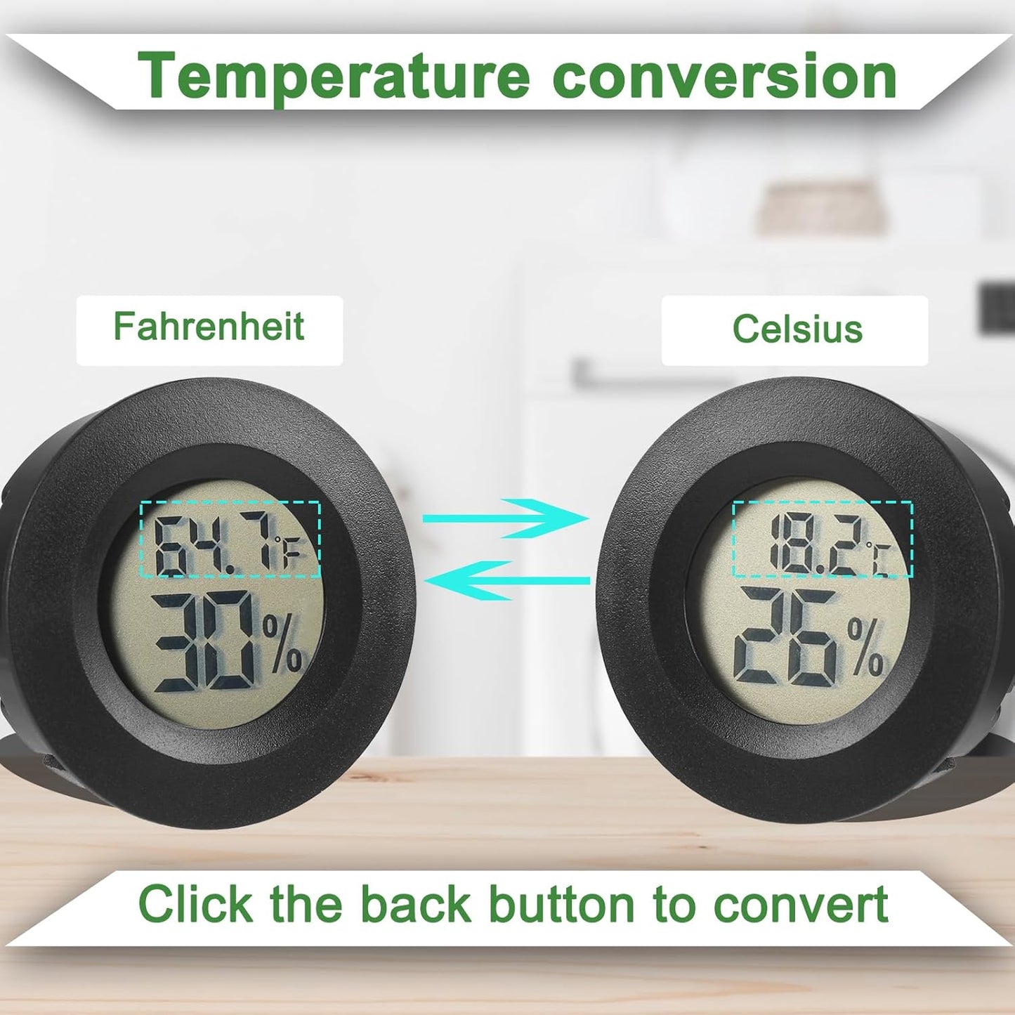 Reptile Thermometer and Humidity Gauge Digtal Terrarium Thermometer Circular Bearded Dragon Cage Accessories Reptile Temp and Humidity Gauge for Leopard Gecko Hermit Crab Gecko Lizard Etc 4pc