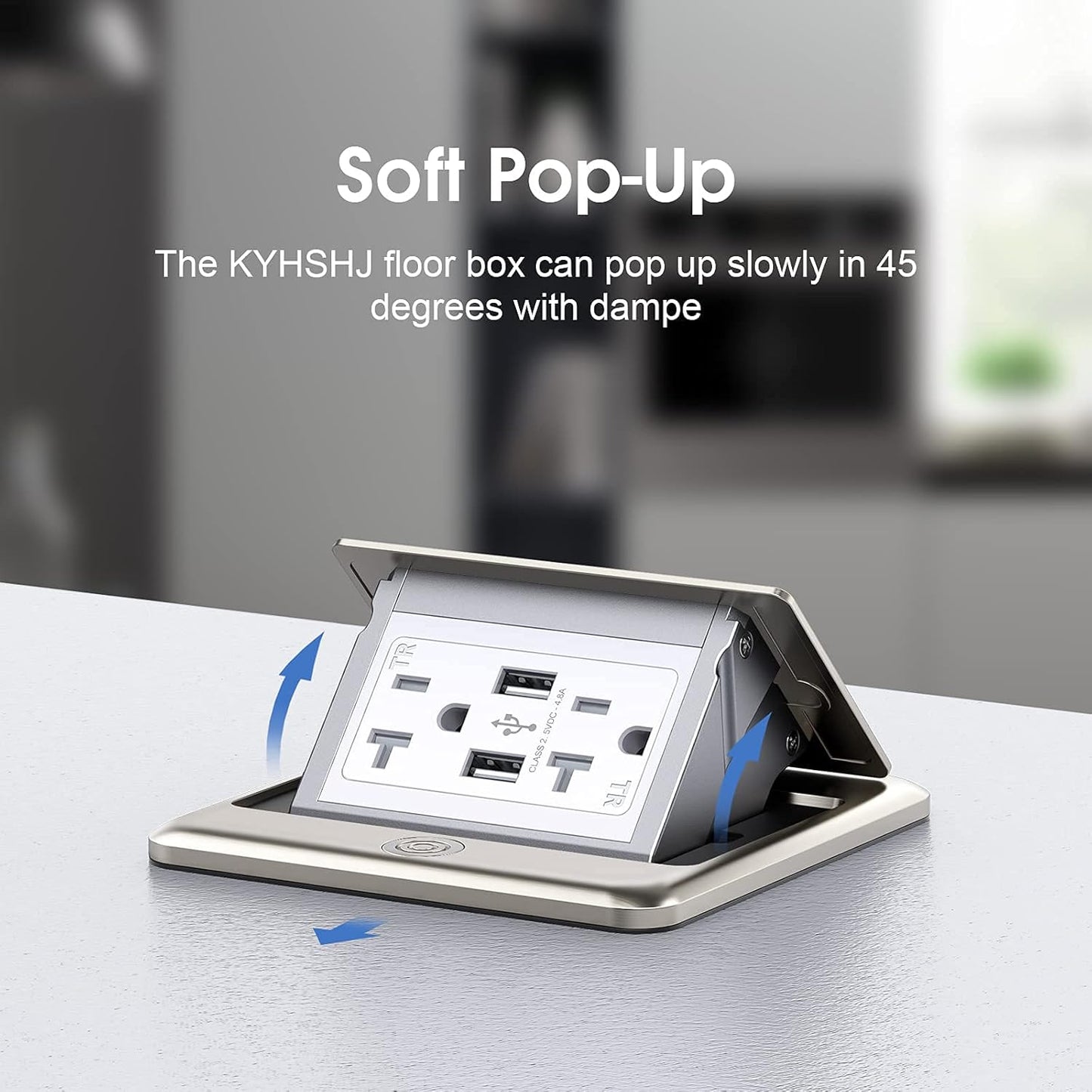 KYHSHJ 4.8A USB Chargers Pop Up Floor Waterproof Electrical Outlet Receptacle Stainless Steel Box(Stainless Steel Color)