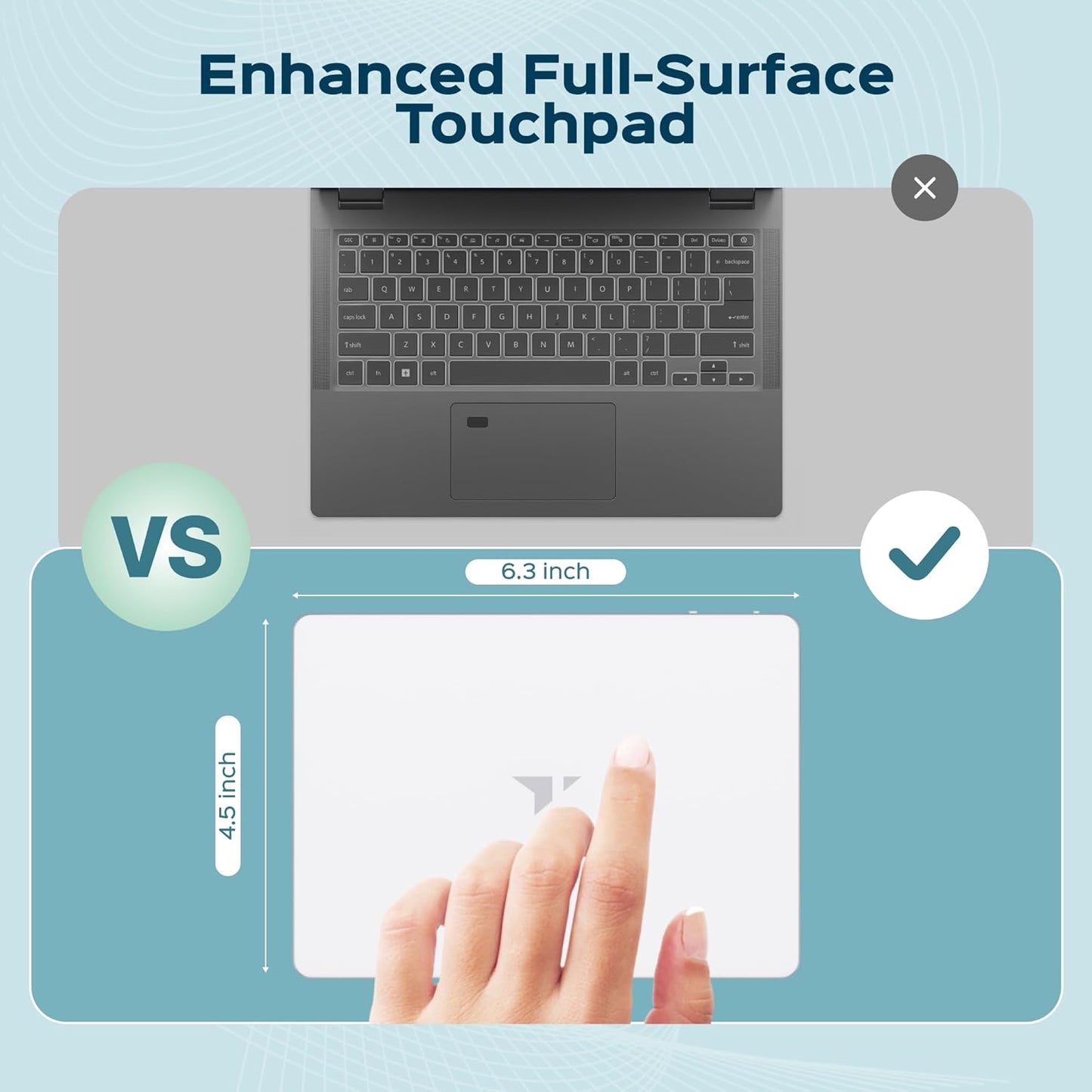 Turonic TP1 Wireless Touchpad, Bluetooth 2.4GHz, Type-C Rechargeable, 150×105mm Area, Up to 30H Use, 4-Touch Recognition, Multi-Device Connection, Precision Glass Surface, Compatible with Windows