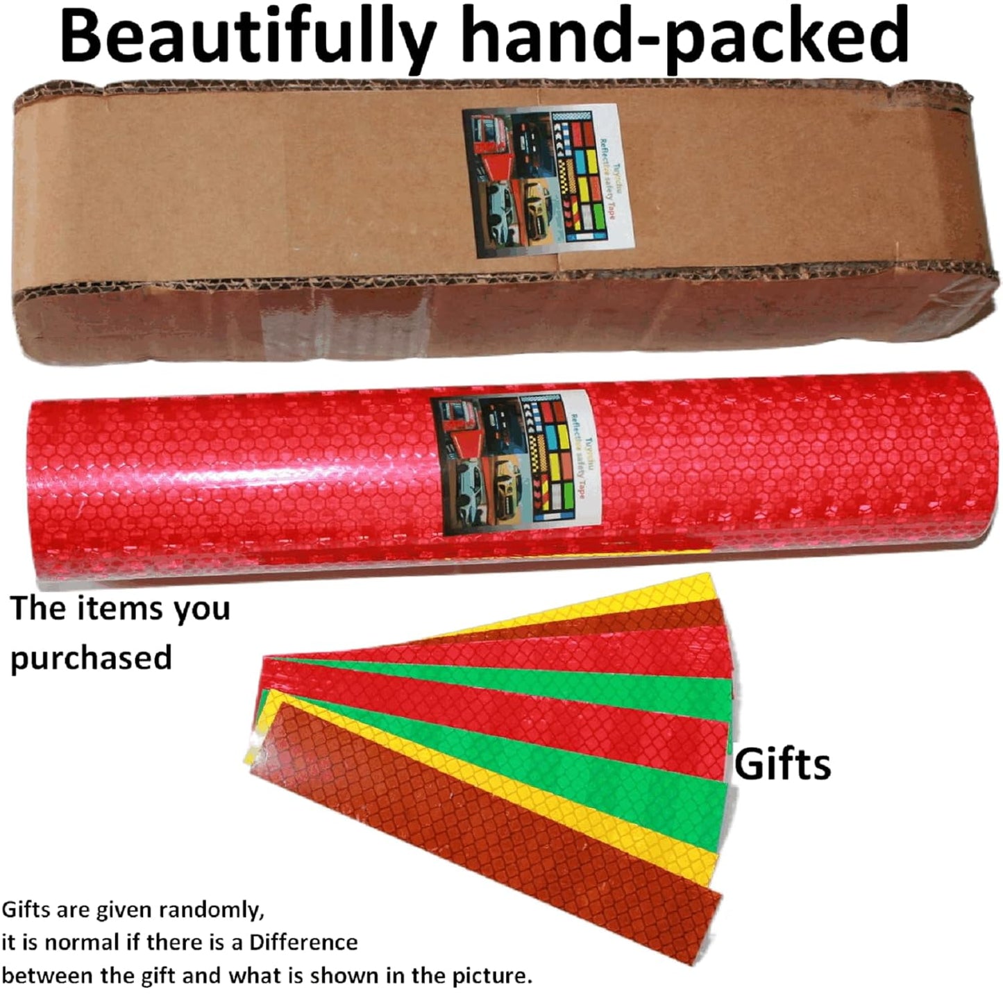 Red Reflective Tape Outdoor Waterproof 12 inch, High Visibility Warning Industrial Marking Tape, Safety Stickers (11 feet)