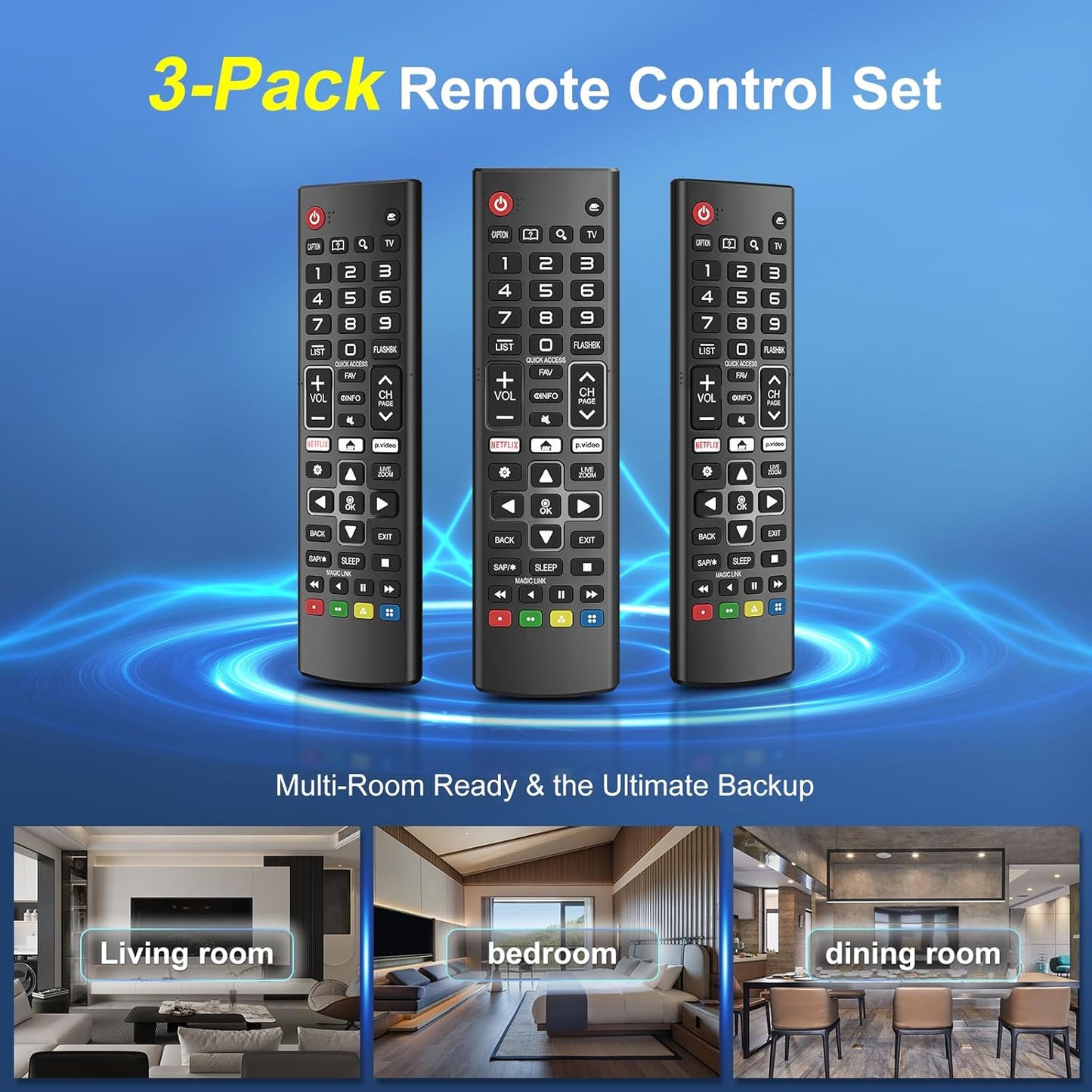 Universal for LG-TV-Remote-Control-Replacement,Compatible with All LG Smart TV Models (Pack of 3)