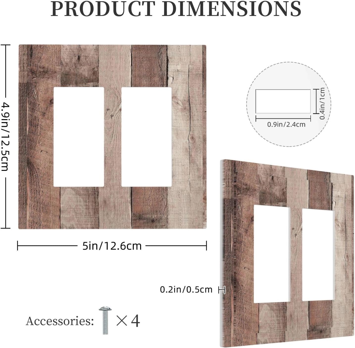 Decorative Outlet Covers Retro Wood Brown Farmhouse Barn Wooden 2 Gang Double GFCI Rocker Electrical Wall Panels Light Switch Cover Plate for Farmhouse Cabin Decor