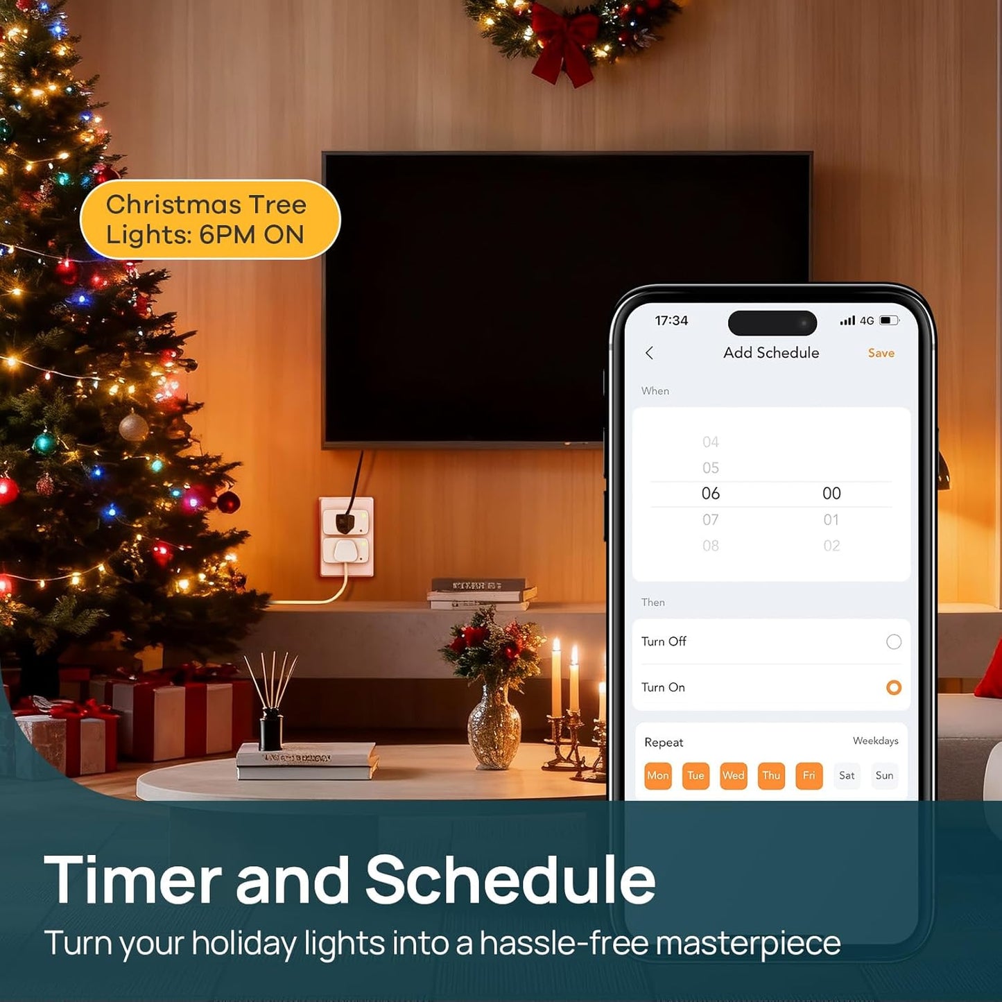 Linkind Matter Smart Plug with LED Night Light, Work with Alexa, Apple Home, Google, Smart Outlet 15A/1800W, Dusk to Dawn, Plug in Wall, Timer&Schedule, ETL&FCC Certified, 2.4GHz Wi-Fi Only, 1 Pack