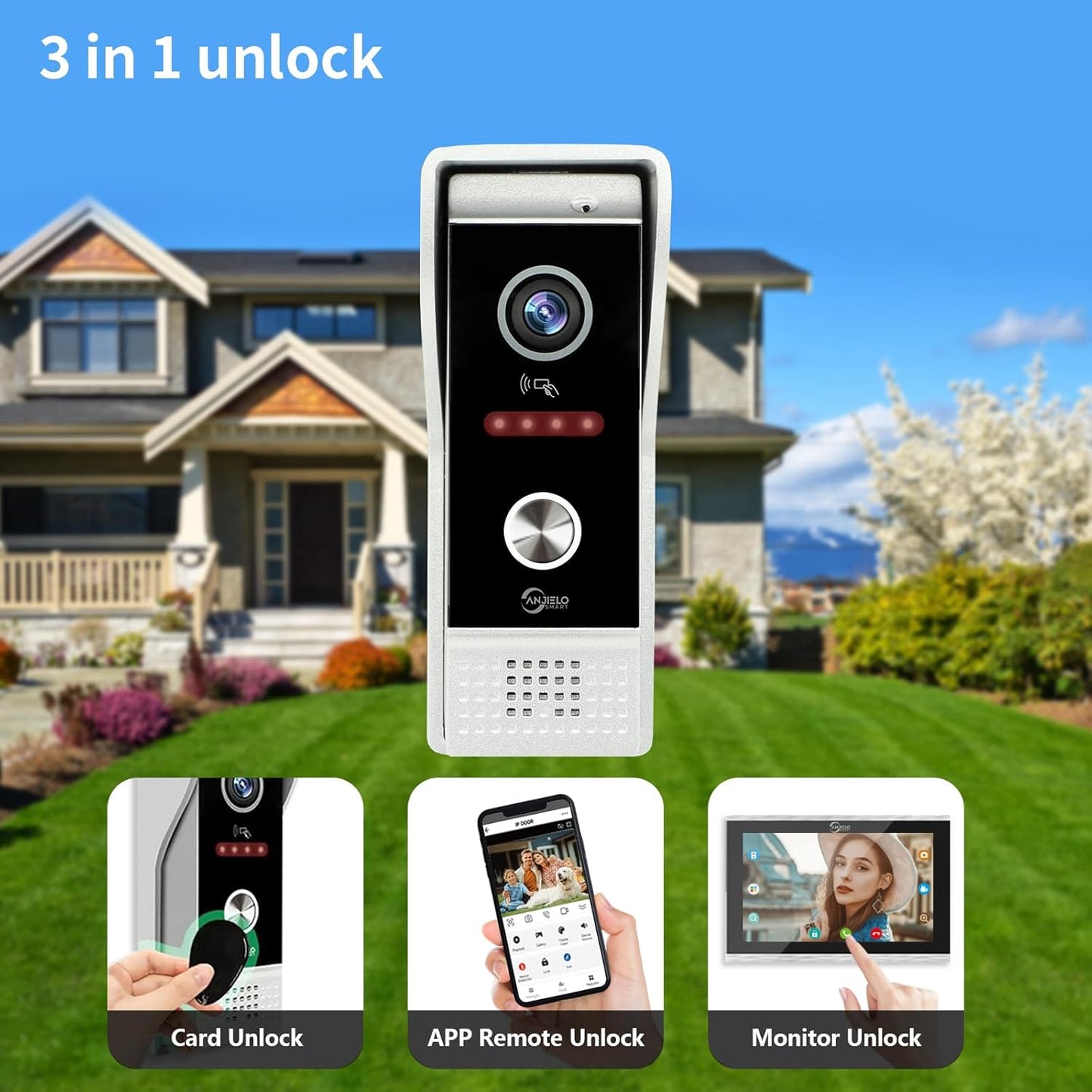 Video Doorbell Intercom System,10 Inches Touch Screen (Black) Video Doorbell Door Phone System,Support Remote Unlock, Dual-Way Intercom,Night Vision for Villa House Apartment (1-Camera + 3-Monitor)