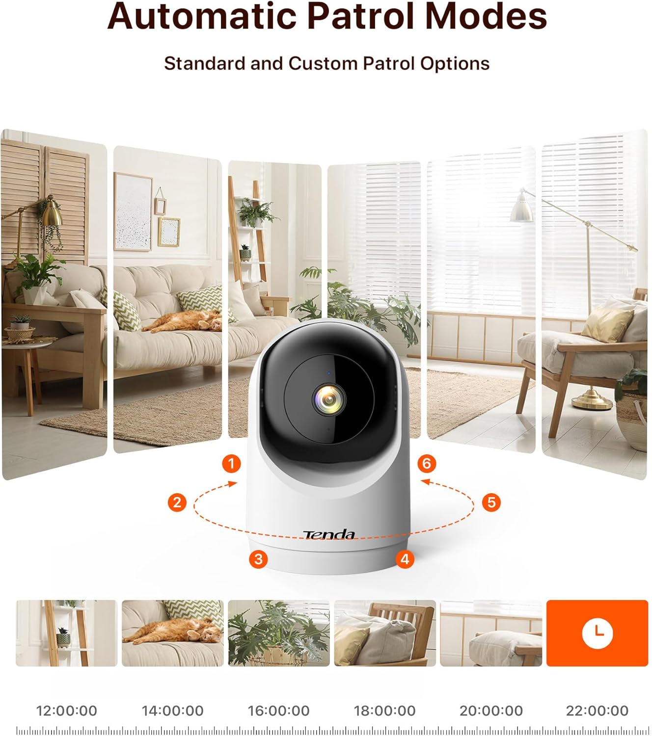 Tenda 2K Indoor Security Camera for Baby Monitor, 360°Pet/Dog Camera for Home Security, 2-Way Audio, Motion Detection, Night Vision, 24/7 Cloud & SD Card Storage (CP3-V3.0 with 64GB SD Card)