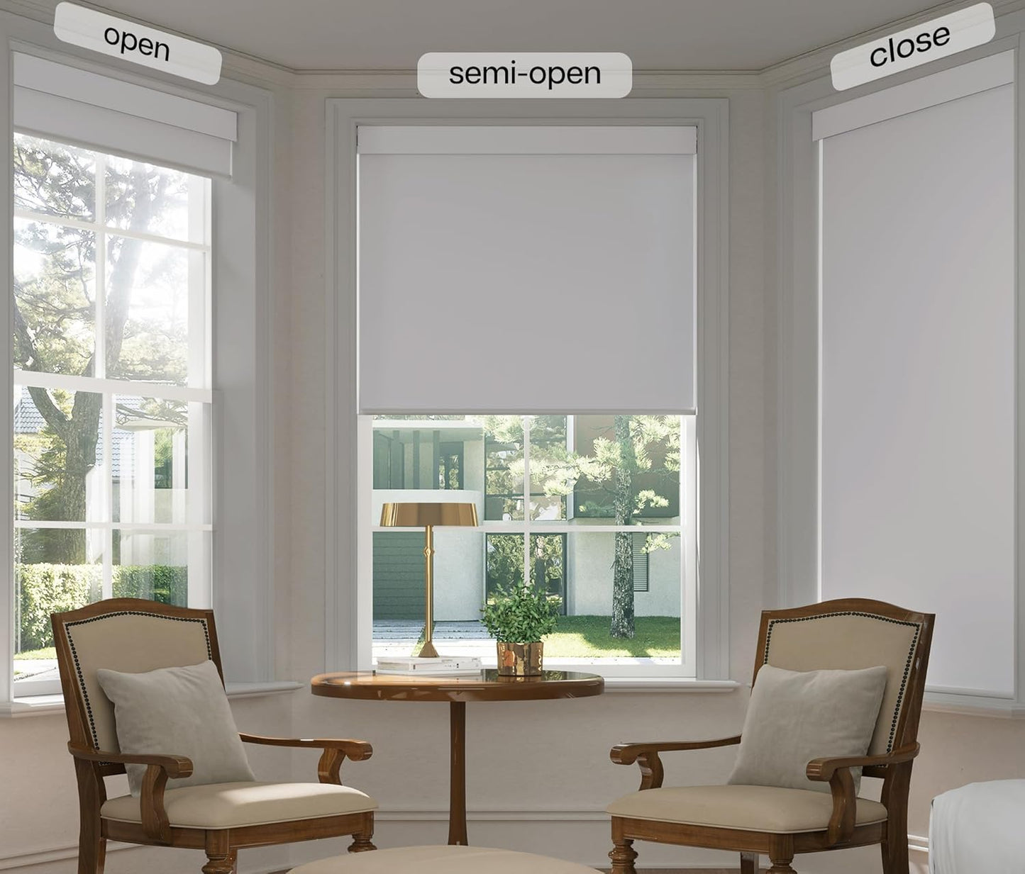 LazBlinds No Drill Blinds for Indoor Windows, Blackout Roller Shades, Cordless Window Blackout Blinds, Thermal Insulated Fabric UV Protection for Home and Office, 33" W x 48" H, White