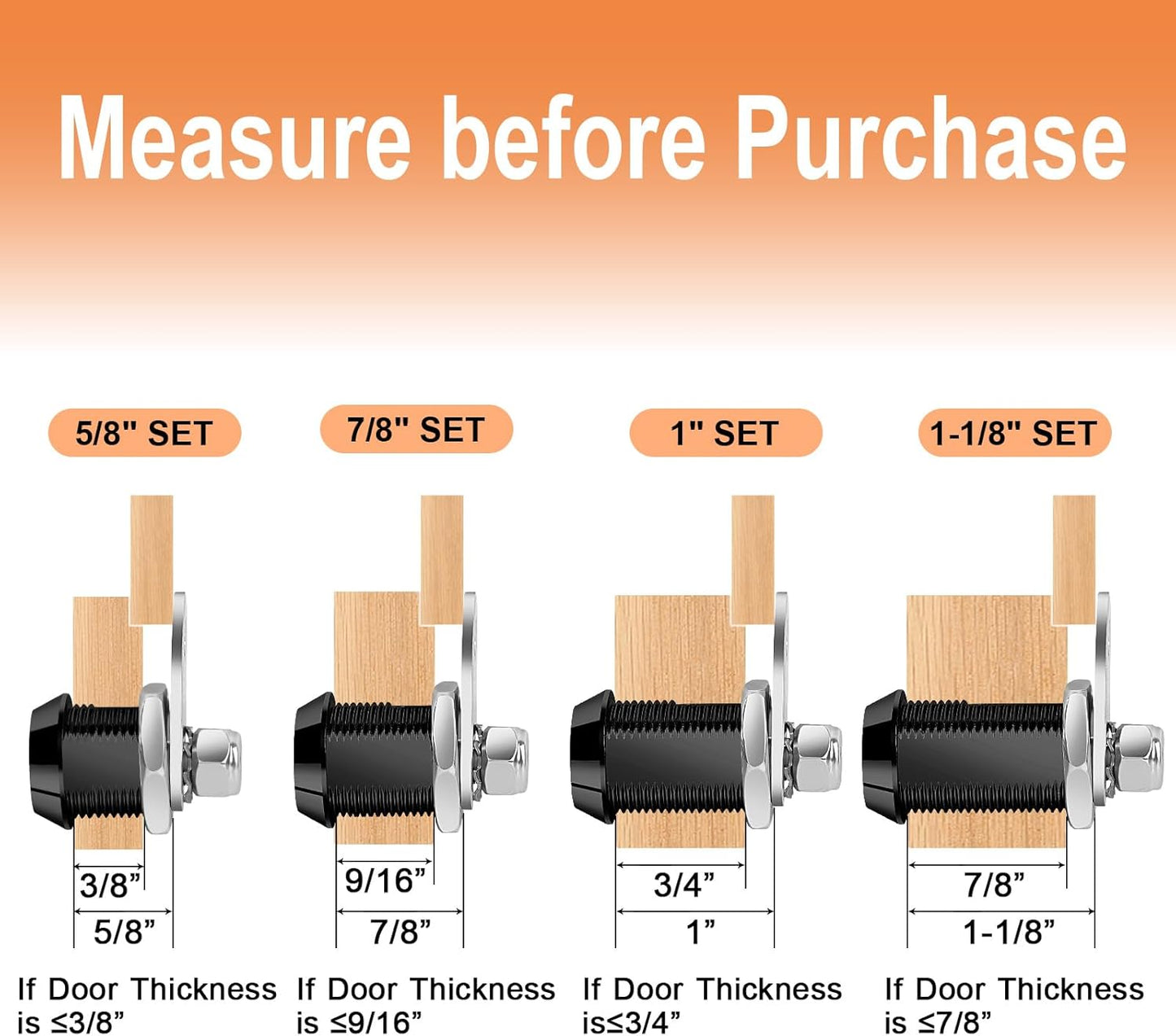 Cam Locks RV Storage Lock Keyed Alike Black Finish,8 Pack 7/8" Cylinder for RV Compartment, Toolbox Trailer Replacement Set with 16 Keys(8, Black 7/8 Inch)