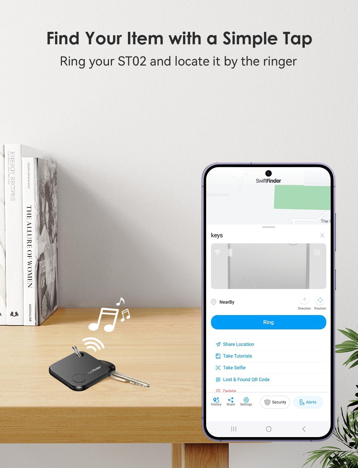 Dual System Bluetooth Tracker Tag for iOS or Android, Keys Finder and Item Locator for Keys, Bags and More, Phone Finder, Up to 300 ft Range, Replaceable Battery, Water-Resistant, 4 Pack