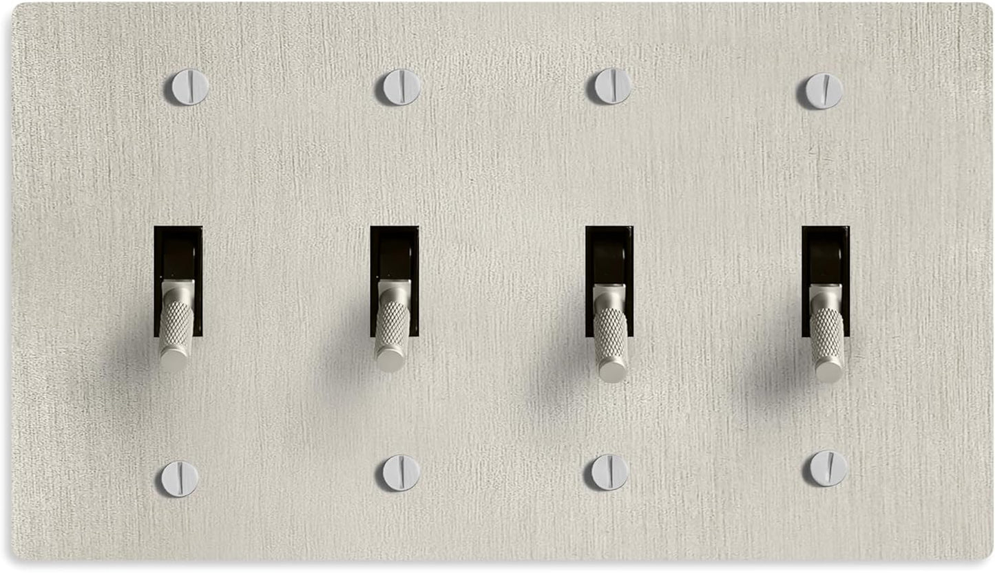 Select 15A 120V AC 4-Gang Toggle Switch, Vintage Satin Nickel Plated Single Pole 3 Way Compatible Wall Mount Toggle Switch, Included Faceplate & Switch Module, UL Listed