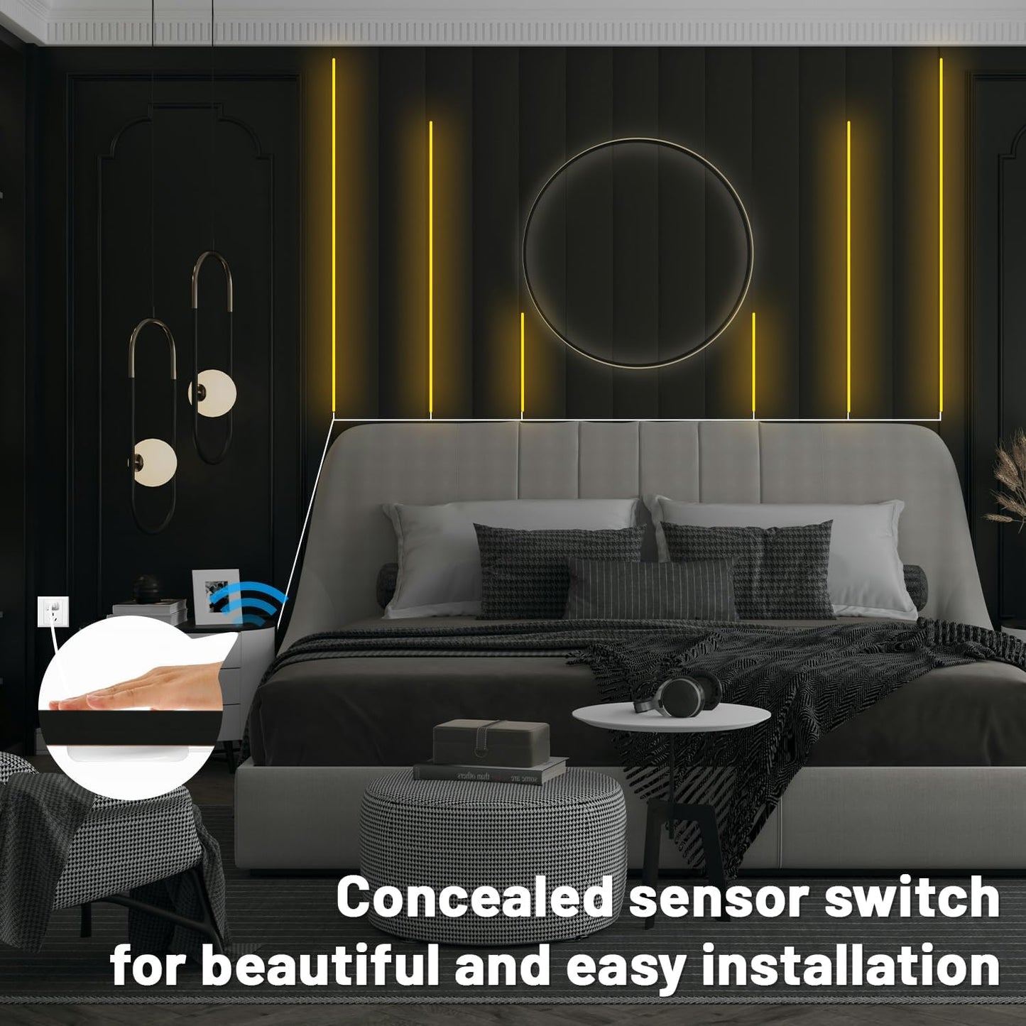 Lichaser 3.28ft COB LED Strip Light, 6 Rolls of 3000K Flexible COB LED for Acoustic Panel and Wood Slat Wall Panels Parallel with Dimmable Touch Sensor Switch, Cuttable for Wood Slat Lighting, Shelf