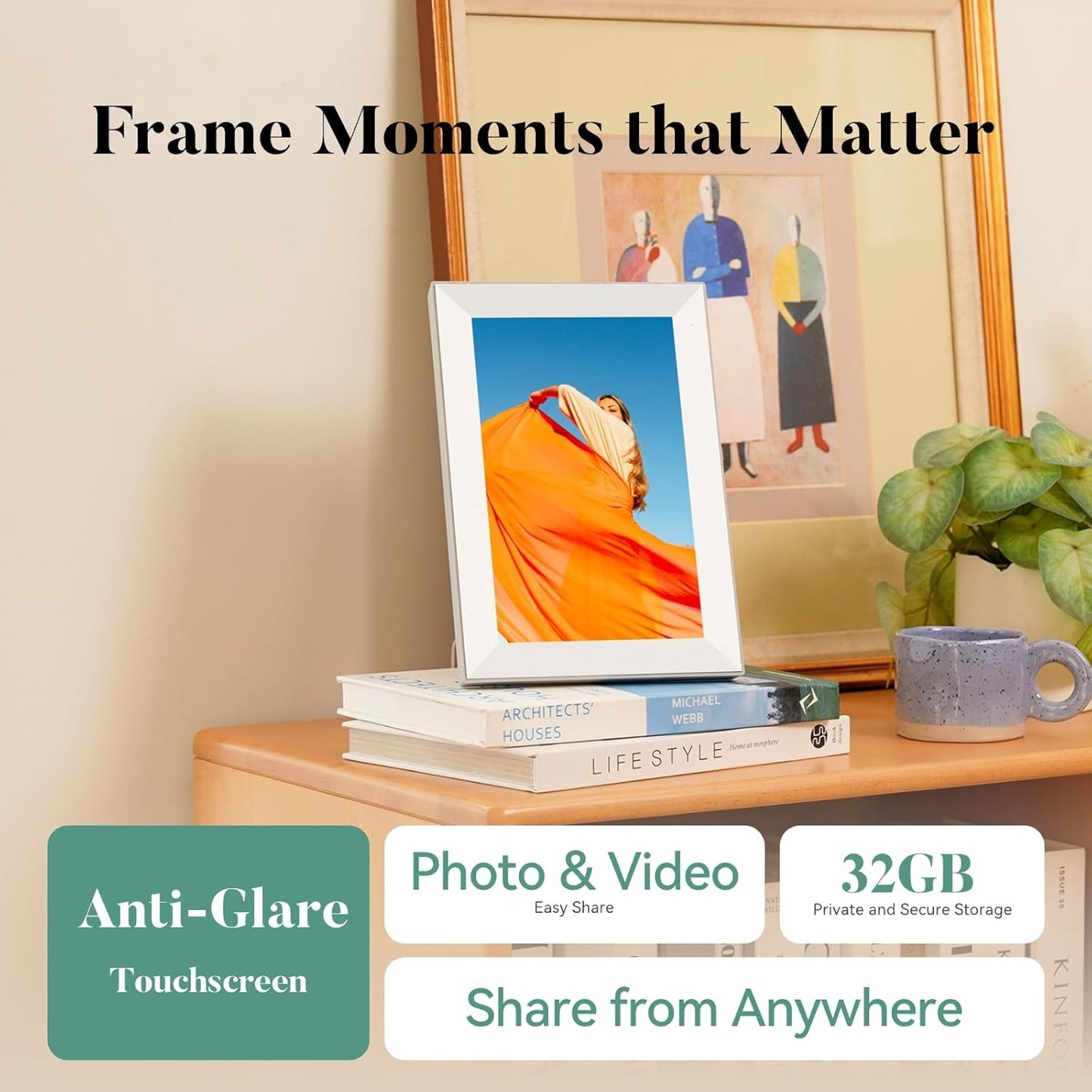 Pexar Terra 10.1 Inch Digital Picture Frame, Anti-Glare Screen for Extraordinary Clarity, Easy Share Photos or Videos via The Frameo App, The Good Choice for Gifting, Powered by Lexar
