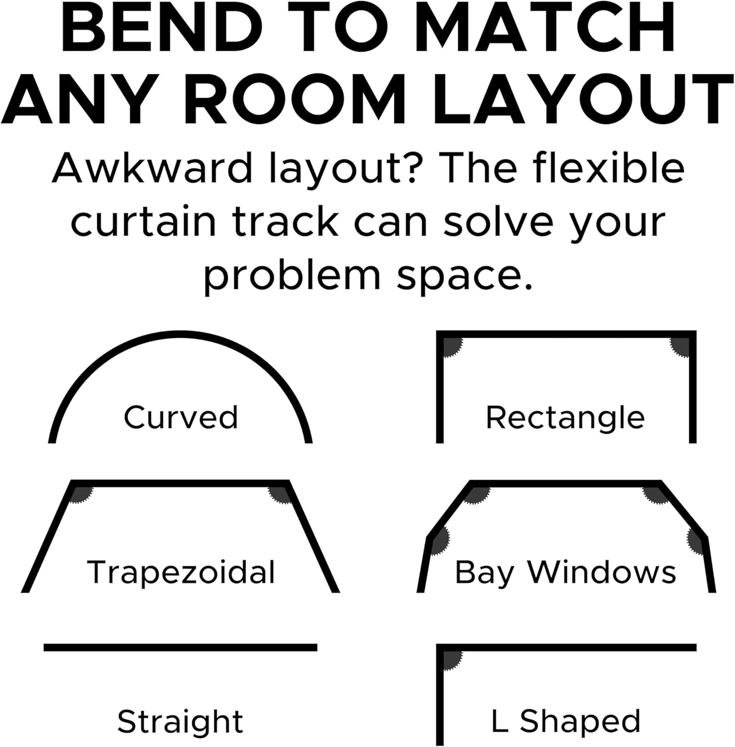 Aluminum Flexible Ceiling Curtain Track – 3ft-9.8ft / 3m Bendable Wall/Ceiling Mount Rail, Smooth Glide System for Bay Windows, RVs, Room Dividers, Showers – Easy Install & Custom Fit