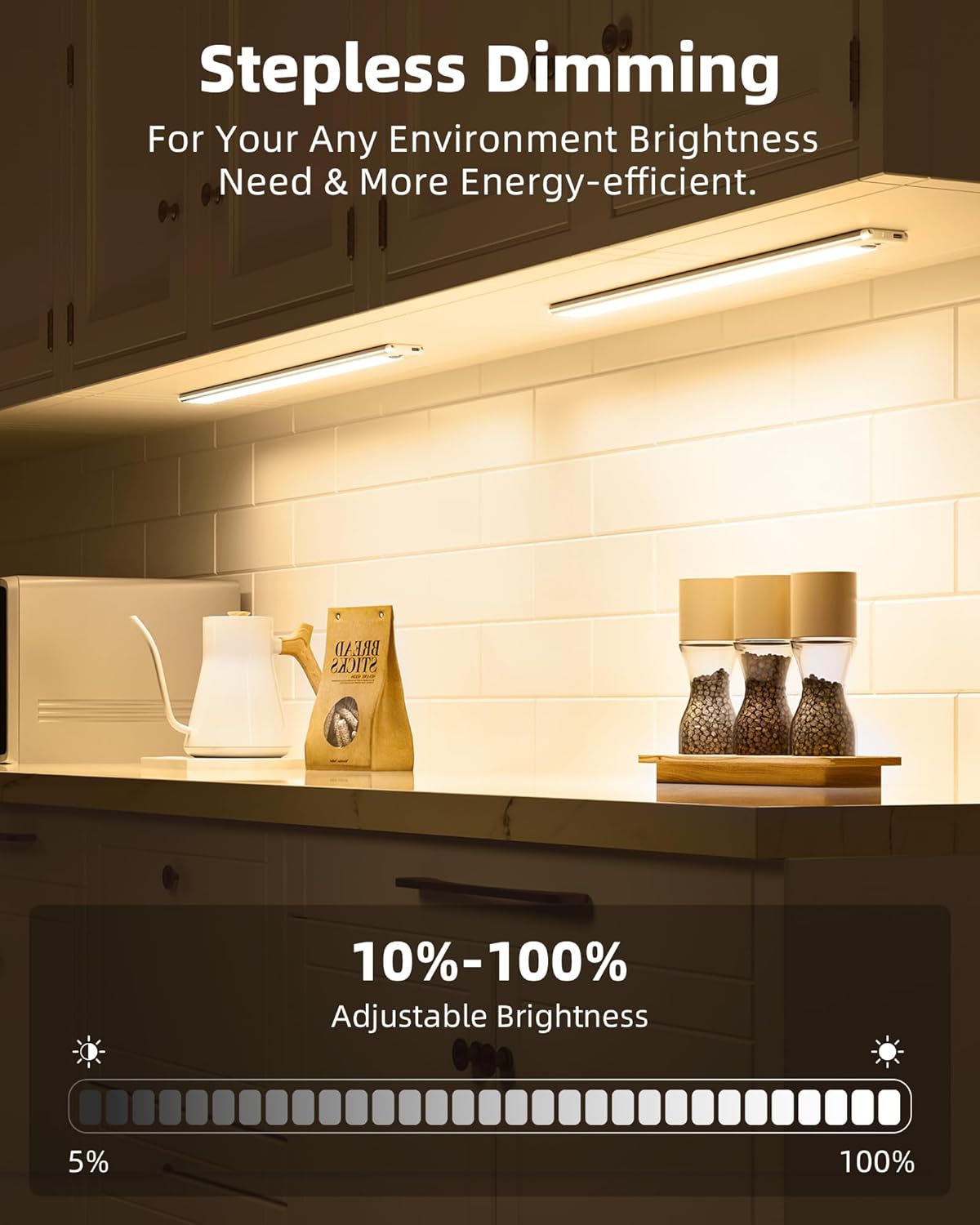 EZVALO Under Cabinet Lights,14.5'' Motion Sensor Light Indoor Dimmable, 4000mAh Rechargeable Closet Lights 3500K with Remote Control, Wireless Under Counter Light for Kitchen,Cabinet (Warm-6Pack)