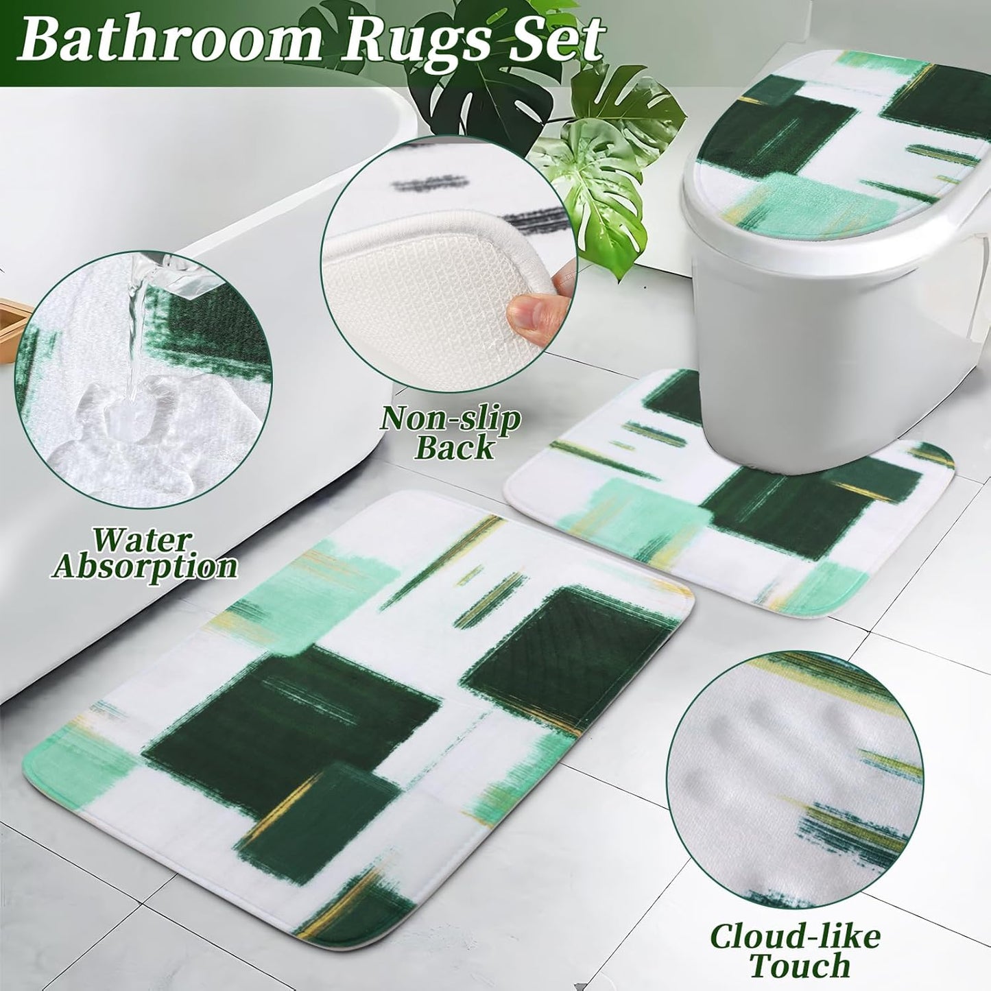 Bathroom Accessories Set - 26PCS Dark Green Bathroom Set, Bathroom Accessory Set with Shower Curtain and Rugs and Bathtub Mats for Home