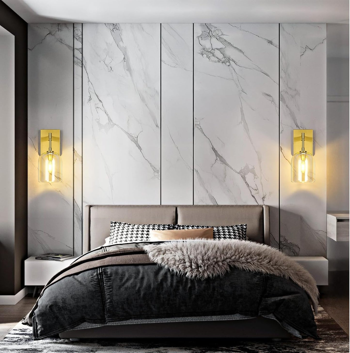 Modern Crystal Wall Sconces Indoor Gold Wall Lamp Vanity Wall Lighting for Bathroom Bedroom Living Room Stair（1Pack）