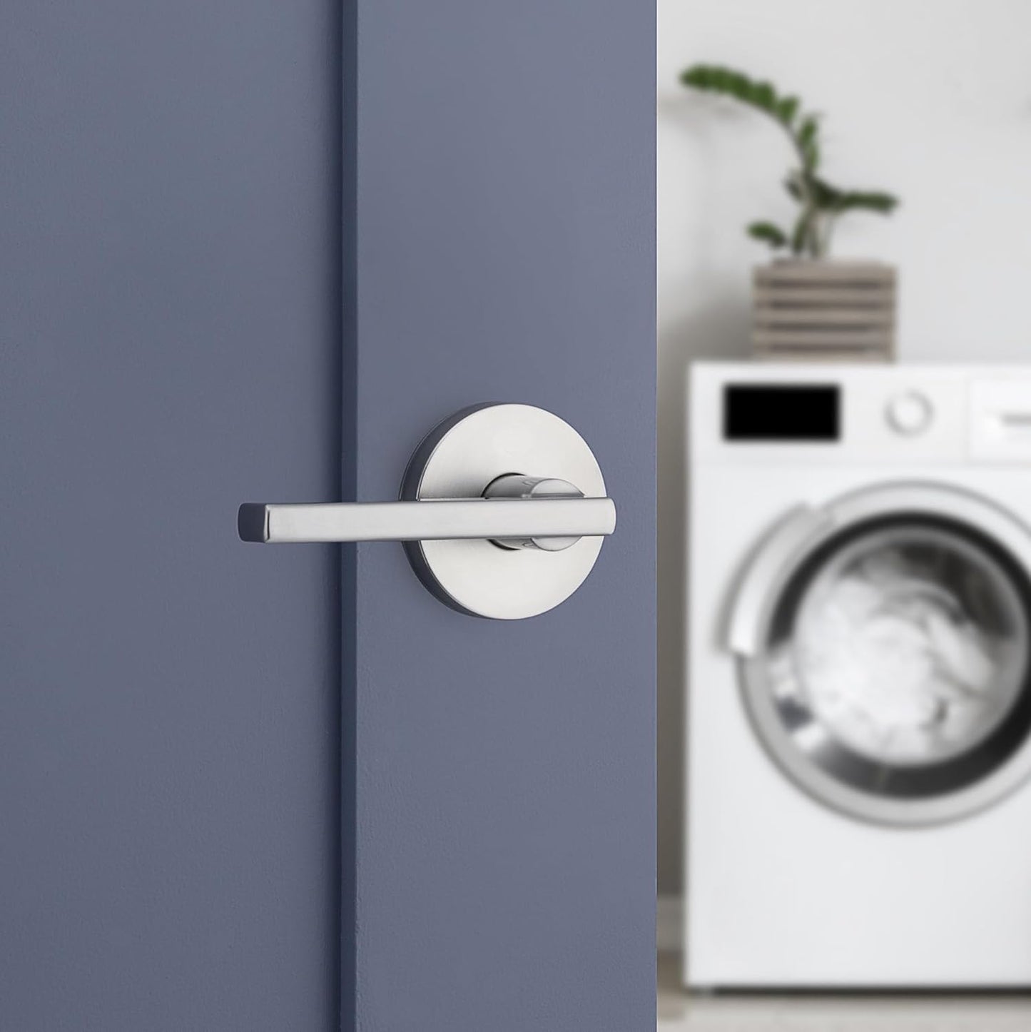 Kwikset Halifax Interior Passage Door Knob, Round Handle for Closet and Hallway Doors, Non-Locking Doorknob in Satin Chrome, with Microban Protection