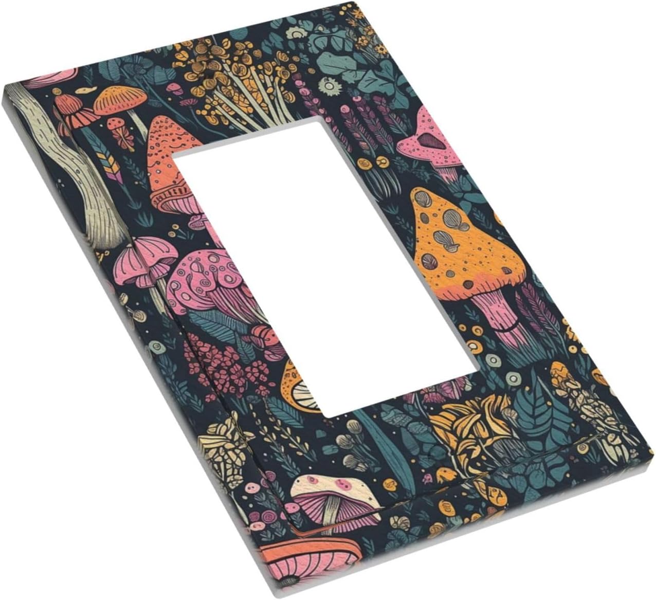 Decorative Light Switch Cover Multicolored Mushrooms Colorful Plant Single Rocker Personalized Wall Plate Switchplate 1 Gang Outlet Covers Decora Light Switch Plate for Home Decor