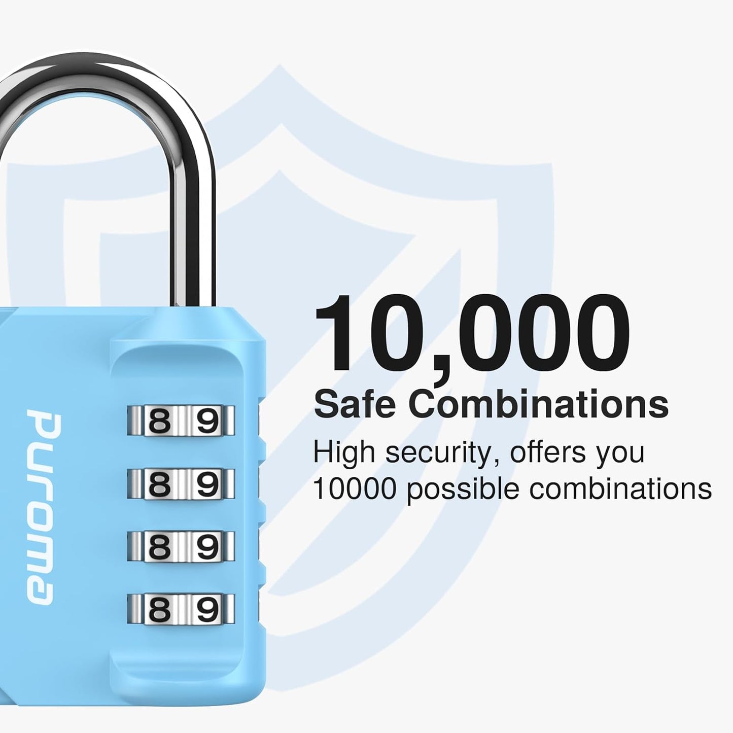 Puroma 1 Pack Combination Lock for Locker 4 Digit Outdoor Waterproof Padlock for School, Gym, Sports, Fence, Toolbox, Gate, Case, Outdoor, Hasp Storage, Cabinets (Sky Blue)
