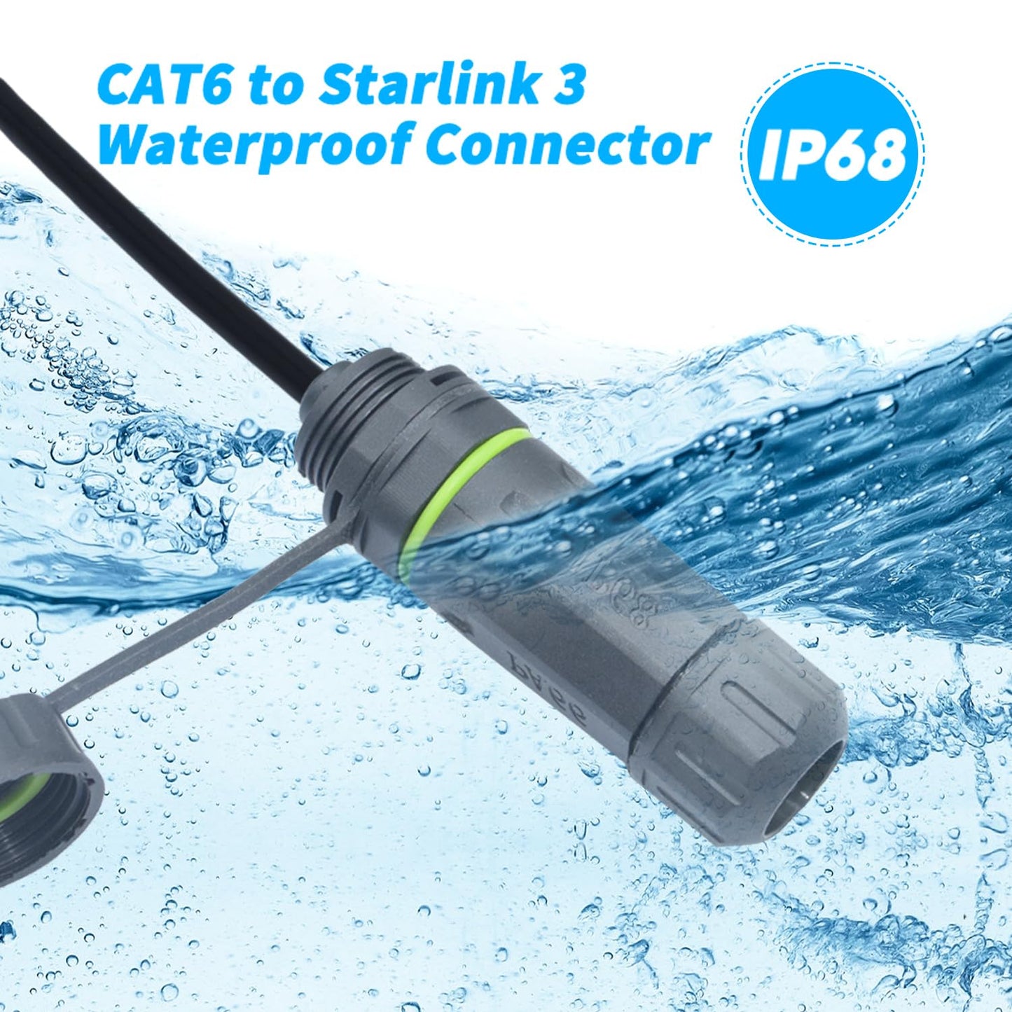 Waterproof Ethernet Adapter for Starlink - Gen 3 & Mini, Standard to RJ45 Coupler (2 Pack)