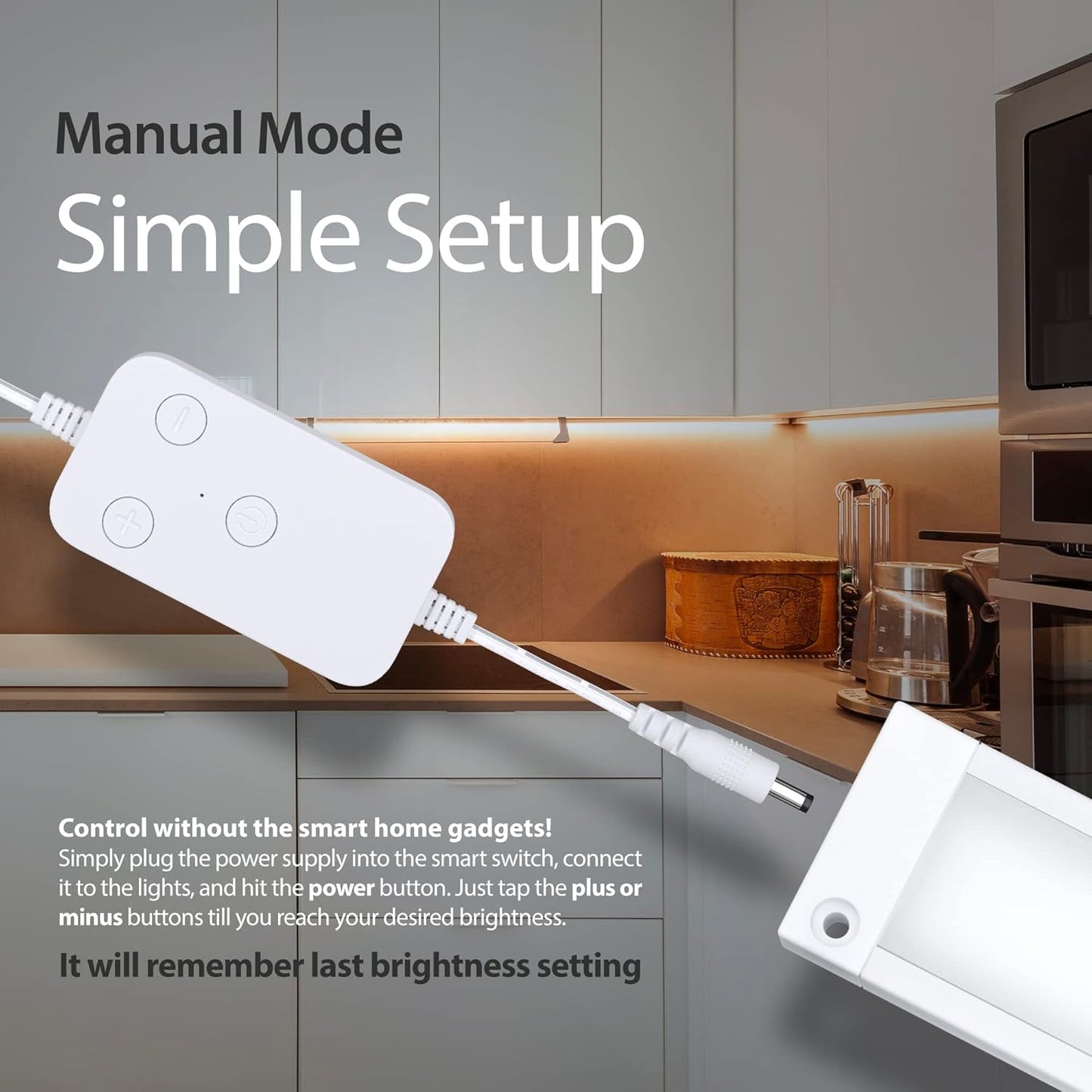 EShine 3 Pack 7 inch White Smart Dimmable LED Under Cabinet Lighting Kit Compatible with Alexa, Google - Warm White (3000K)