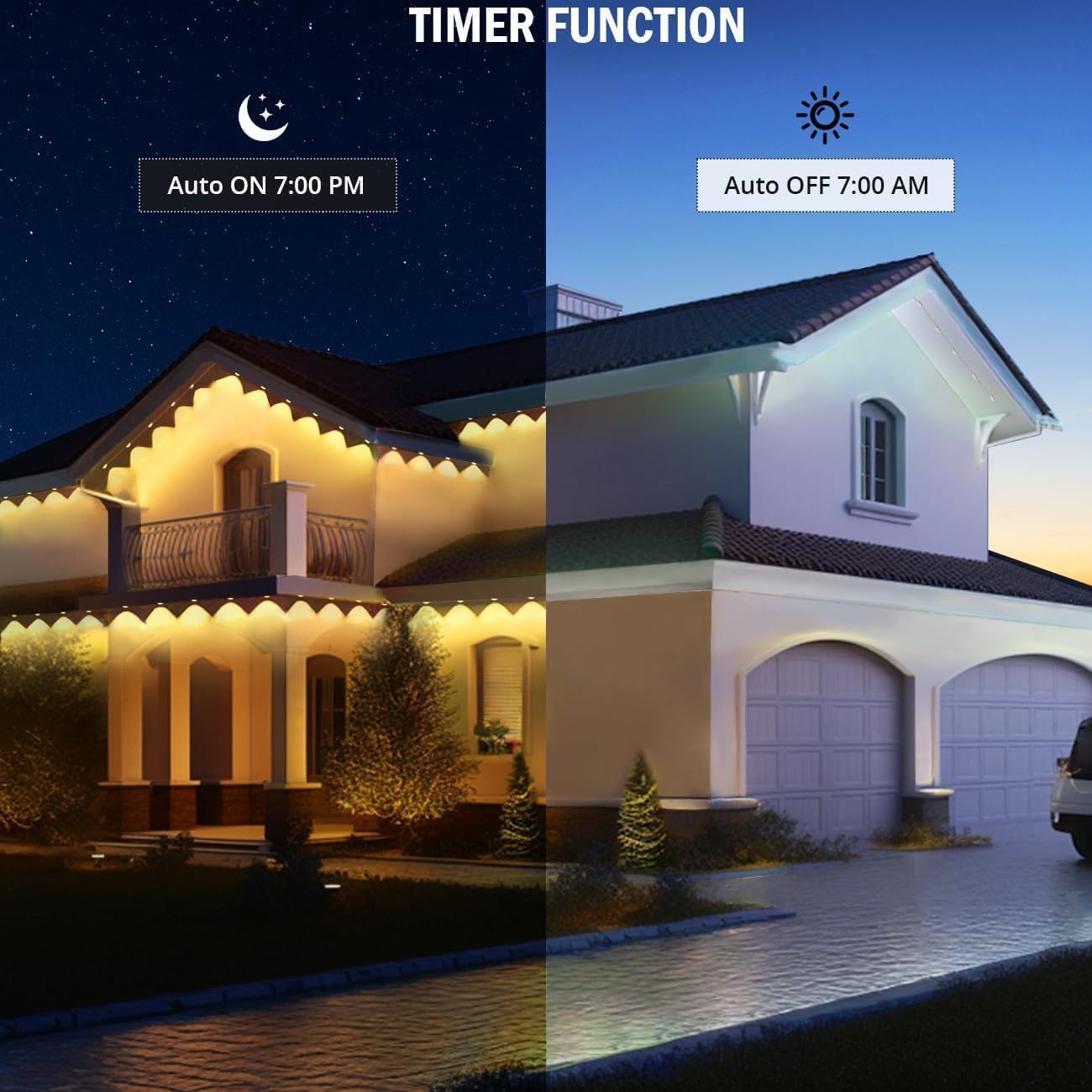Smart Outdoor Christmas Lights, 36 LED, 54 Scene Modes, IP68 Waterproof, Compatible with Alexa & Google Assistant (52 Ft)