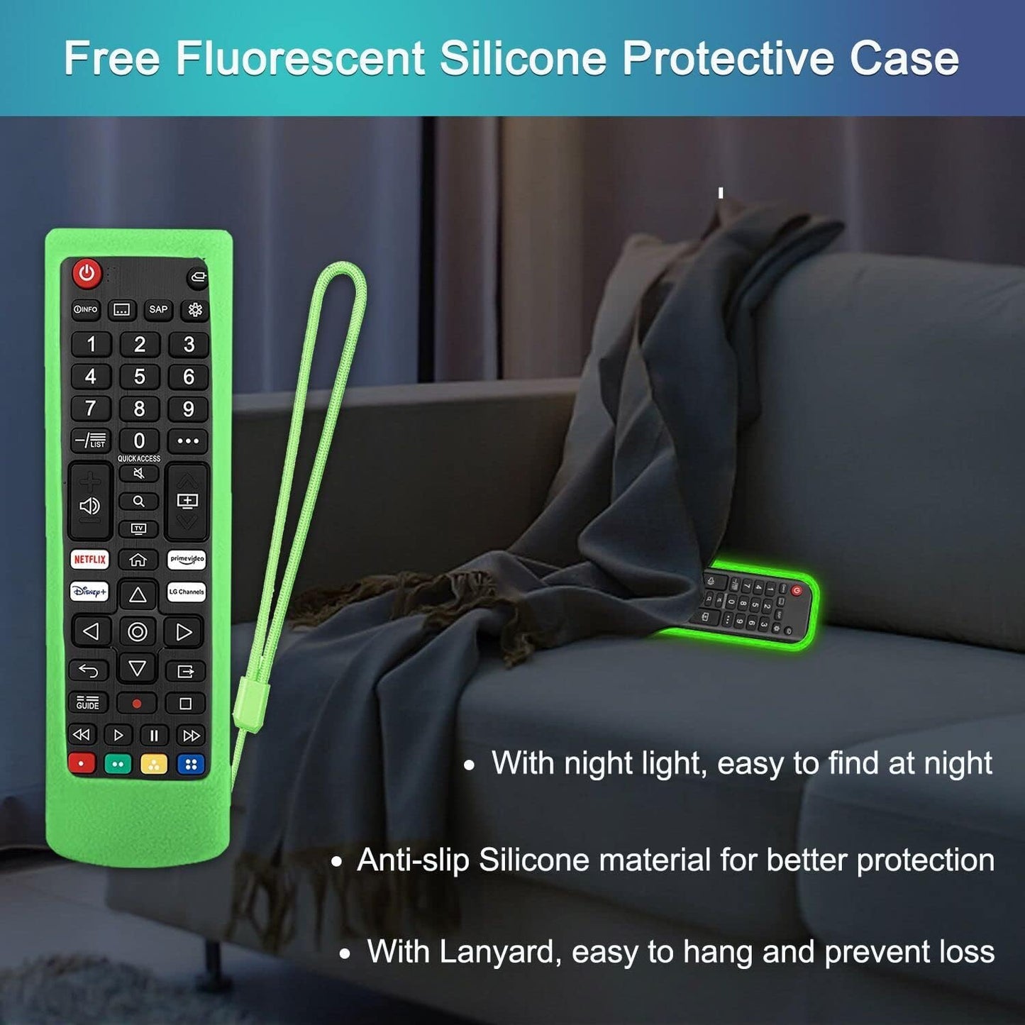 Universal TV Remote Control for LG TV + Night Glow Remote Case, Replacement for LG Remote Control Compatible with All LG Smart TV Models (LCD LED UHD OLED QNED NanoCell 4K 8K,etc)