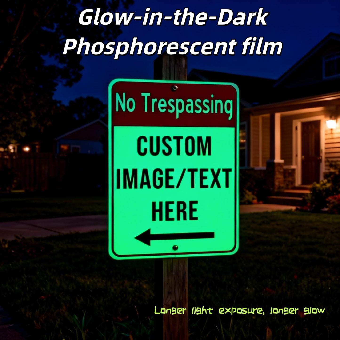 Custom No Trespassing Sign – 10x14 Inch Private Property Aluminum Metal Sign, Rust-Free Weatherproof Outdoor Design, Reflective Option, Glow-in-the-Dark, Single/Double Sided